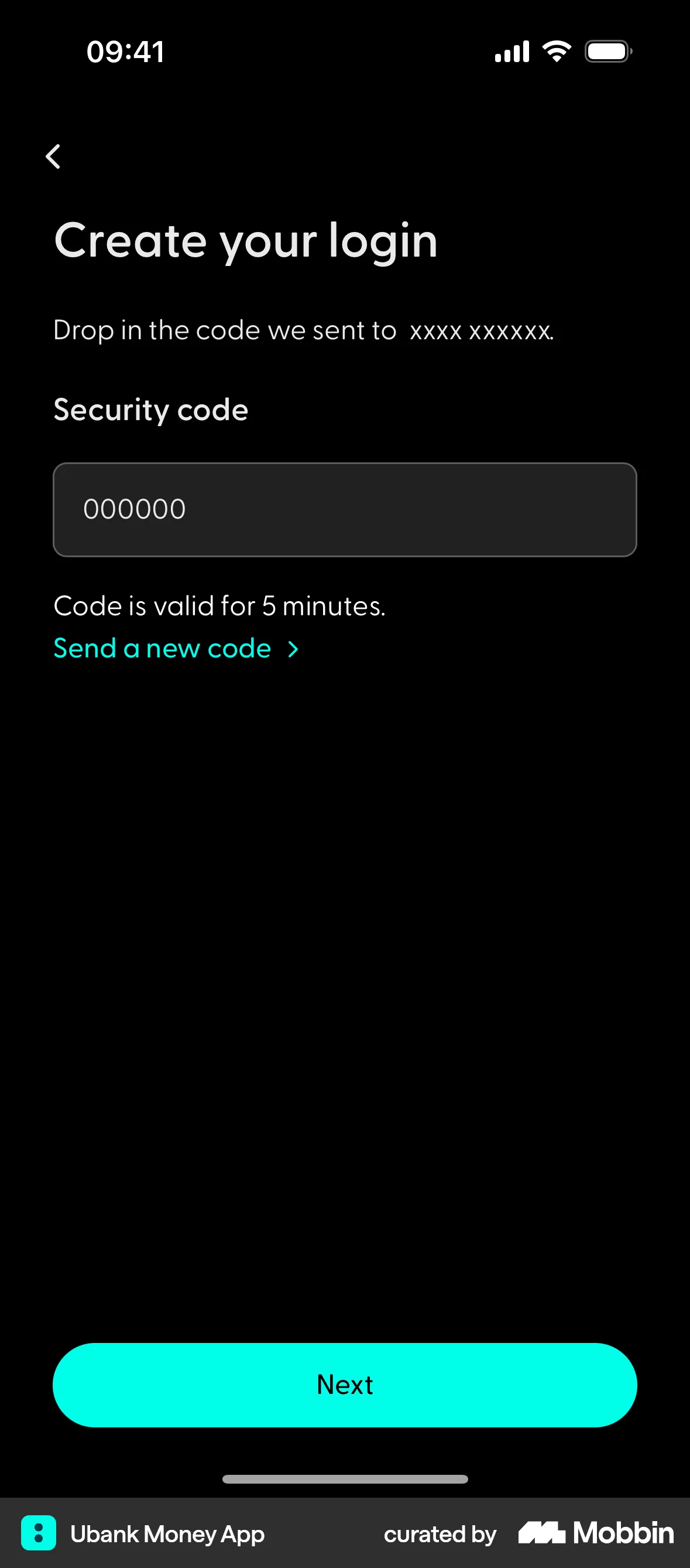 Ubank Money App iOS Verification screen