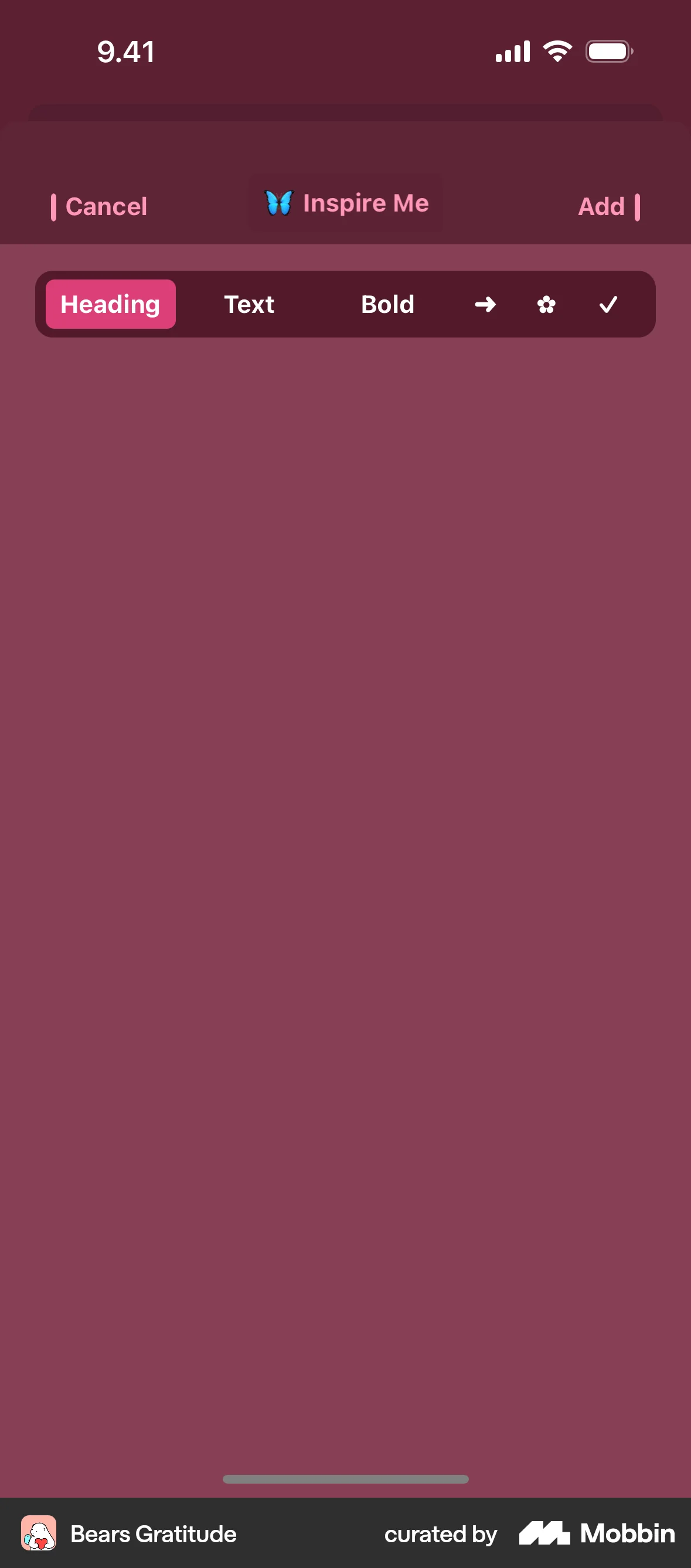 Bears Gratitude iOS Note Detail screen