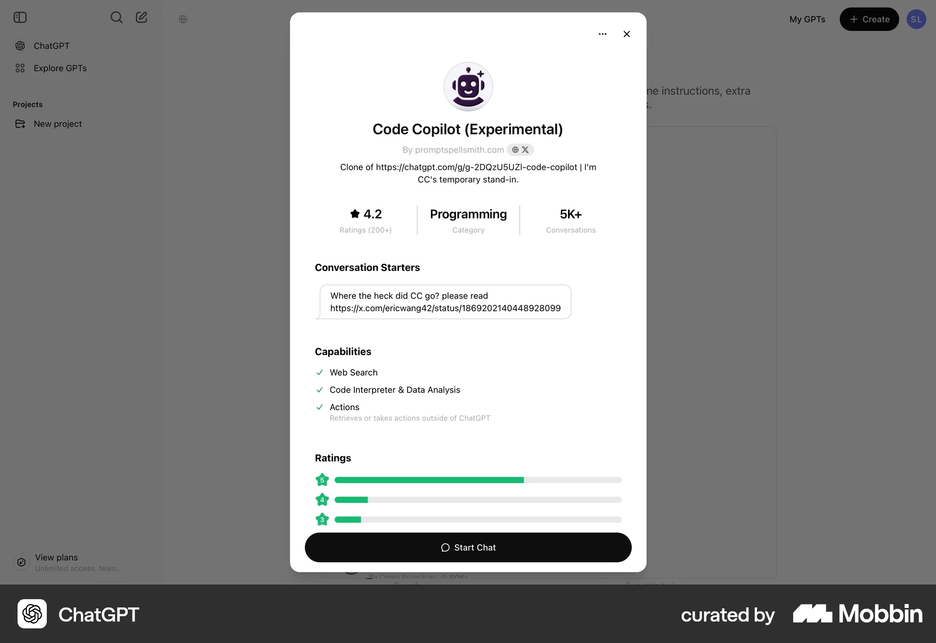ChatGPT Web Dashboard screen