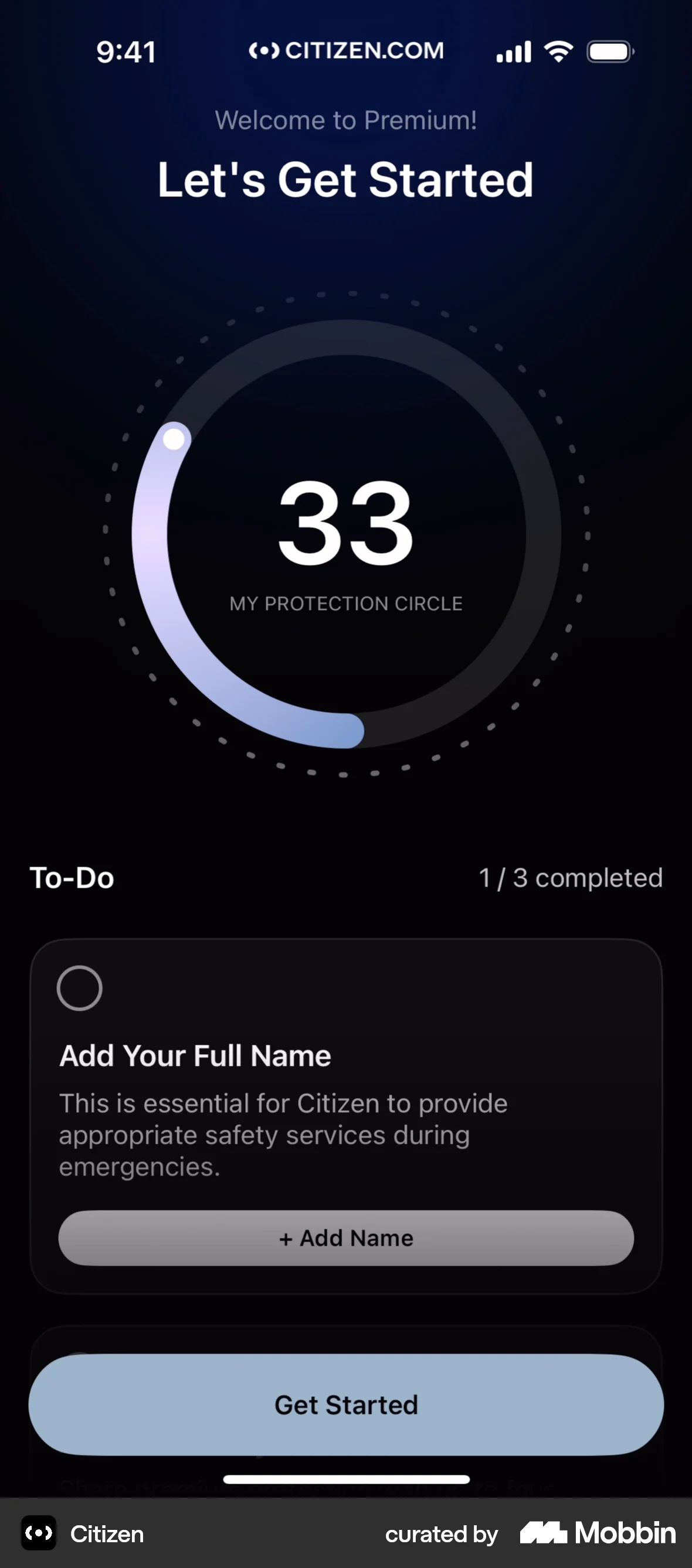 Citizen iOS Progress screen