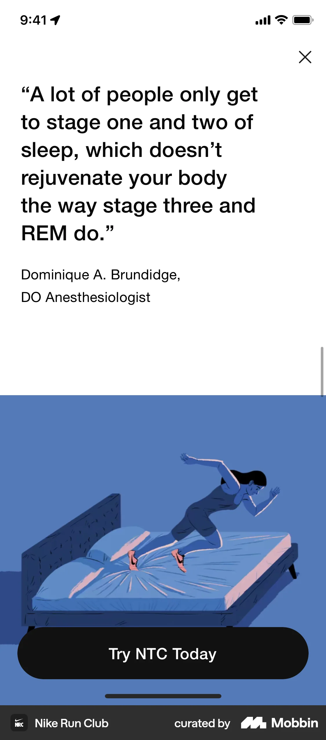 Nike Run Club iOS Article Detail screen