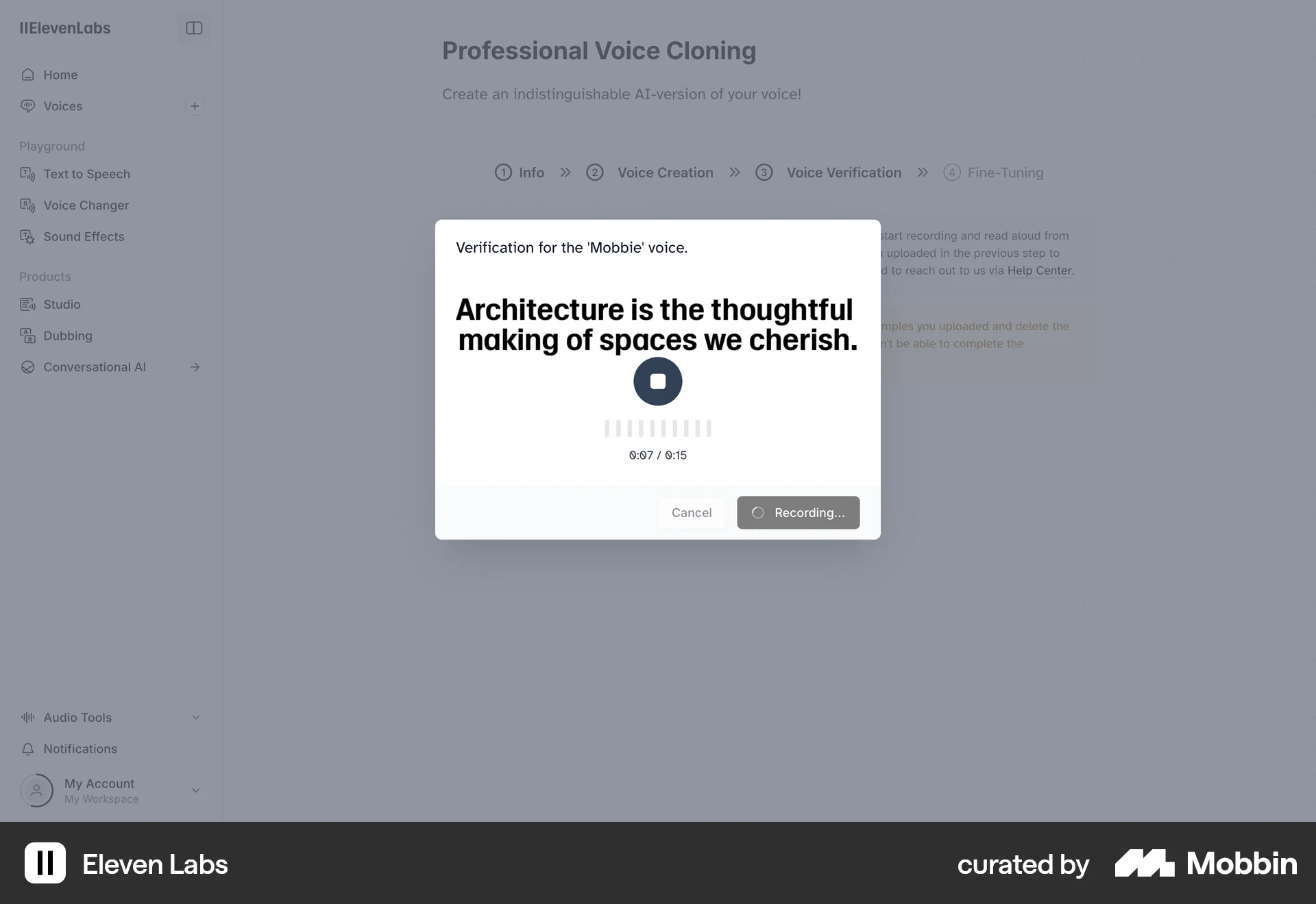 ElevenLabs Web Audio & Video Recorder screen