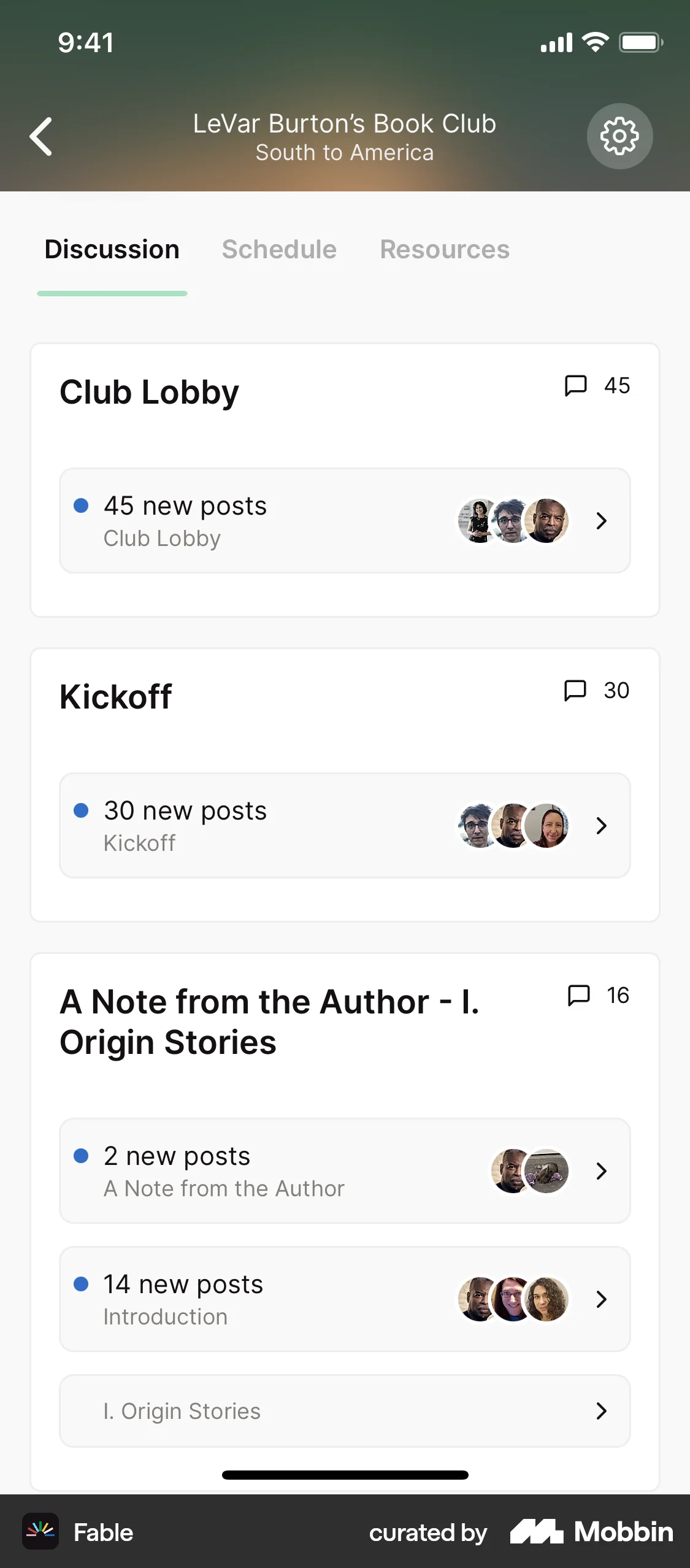 Fable iOS User / Group Profile screen