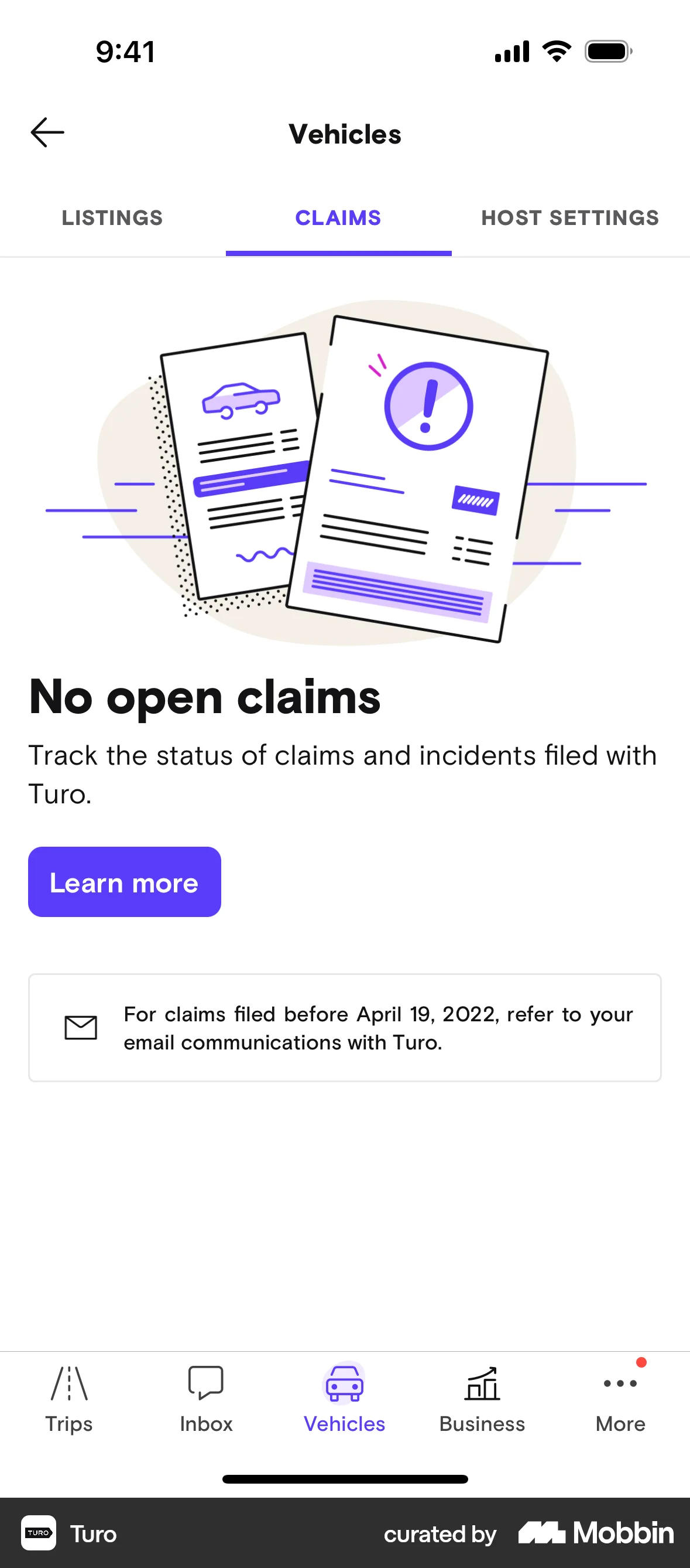 Turo iOS Empty State screen