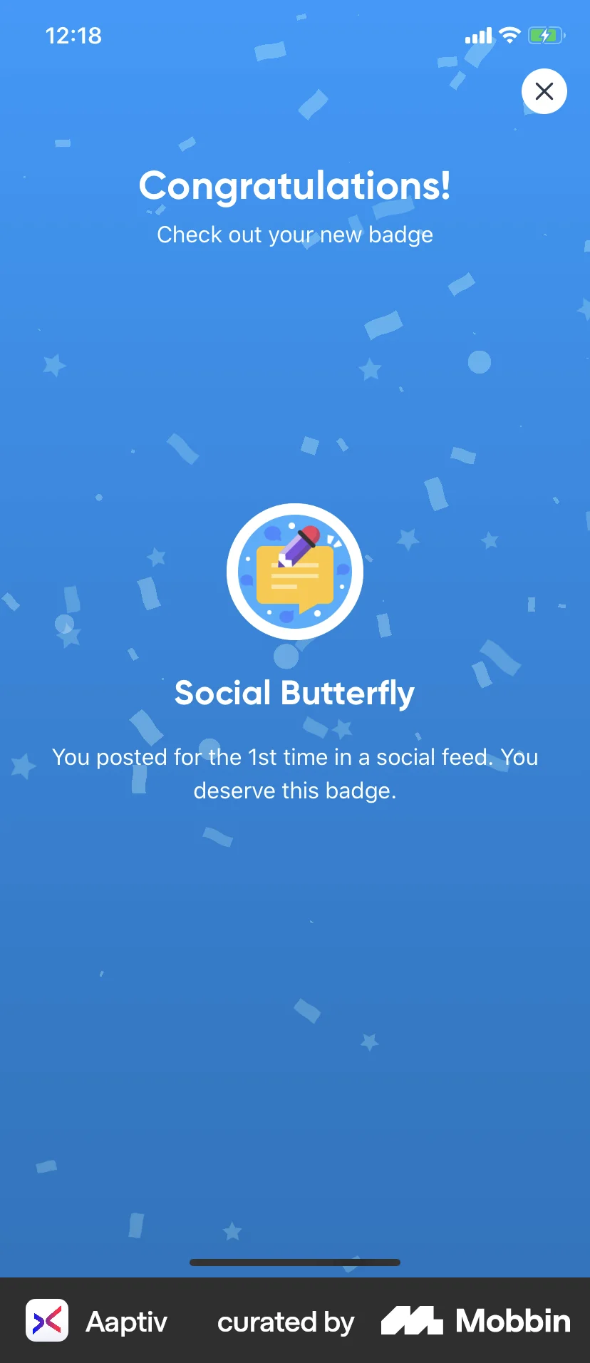Aaptiv iOS Achievements & Awards screen