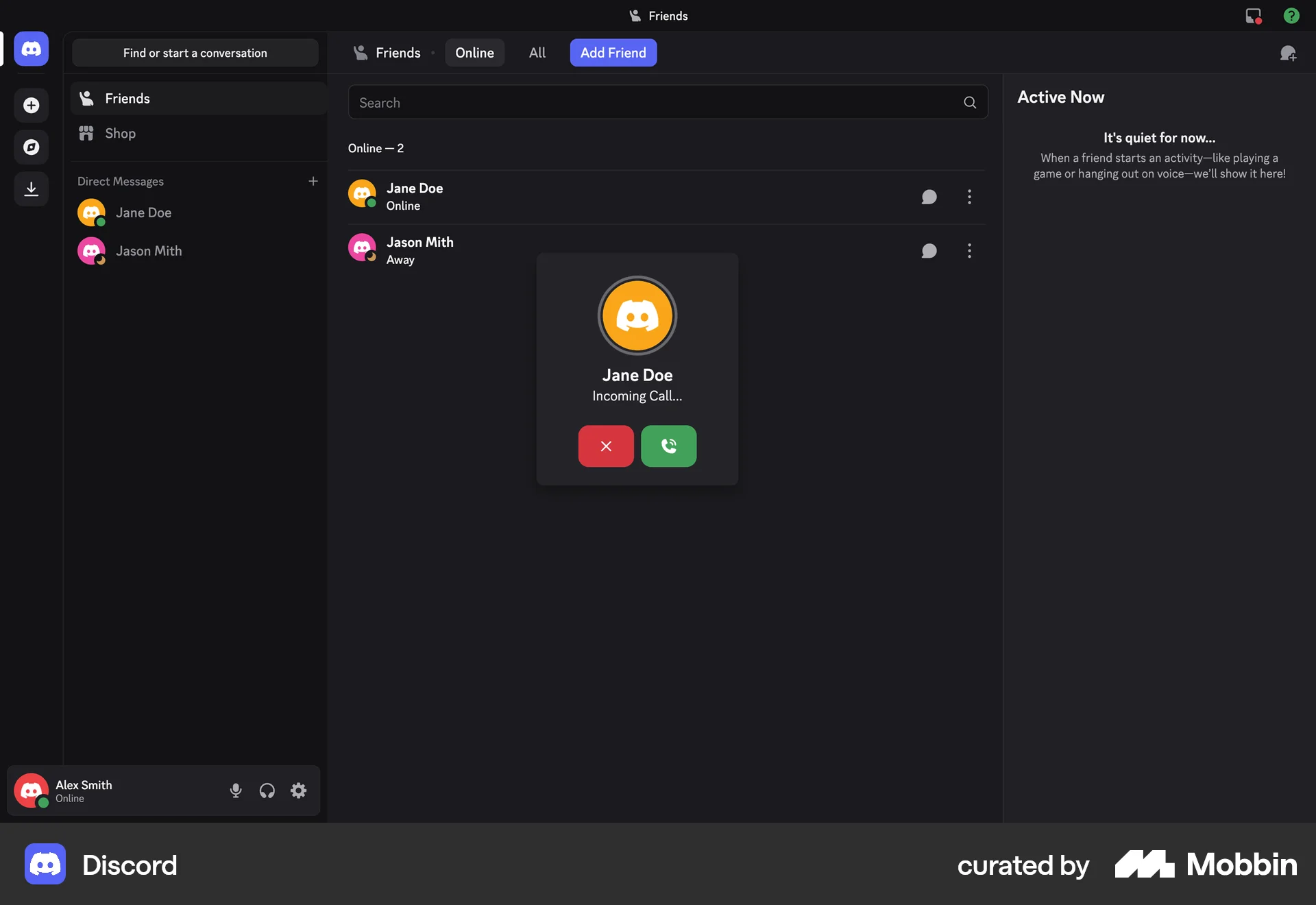 Discord Web screen containing Dialog UI element