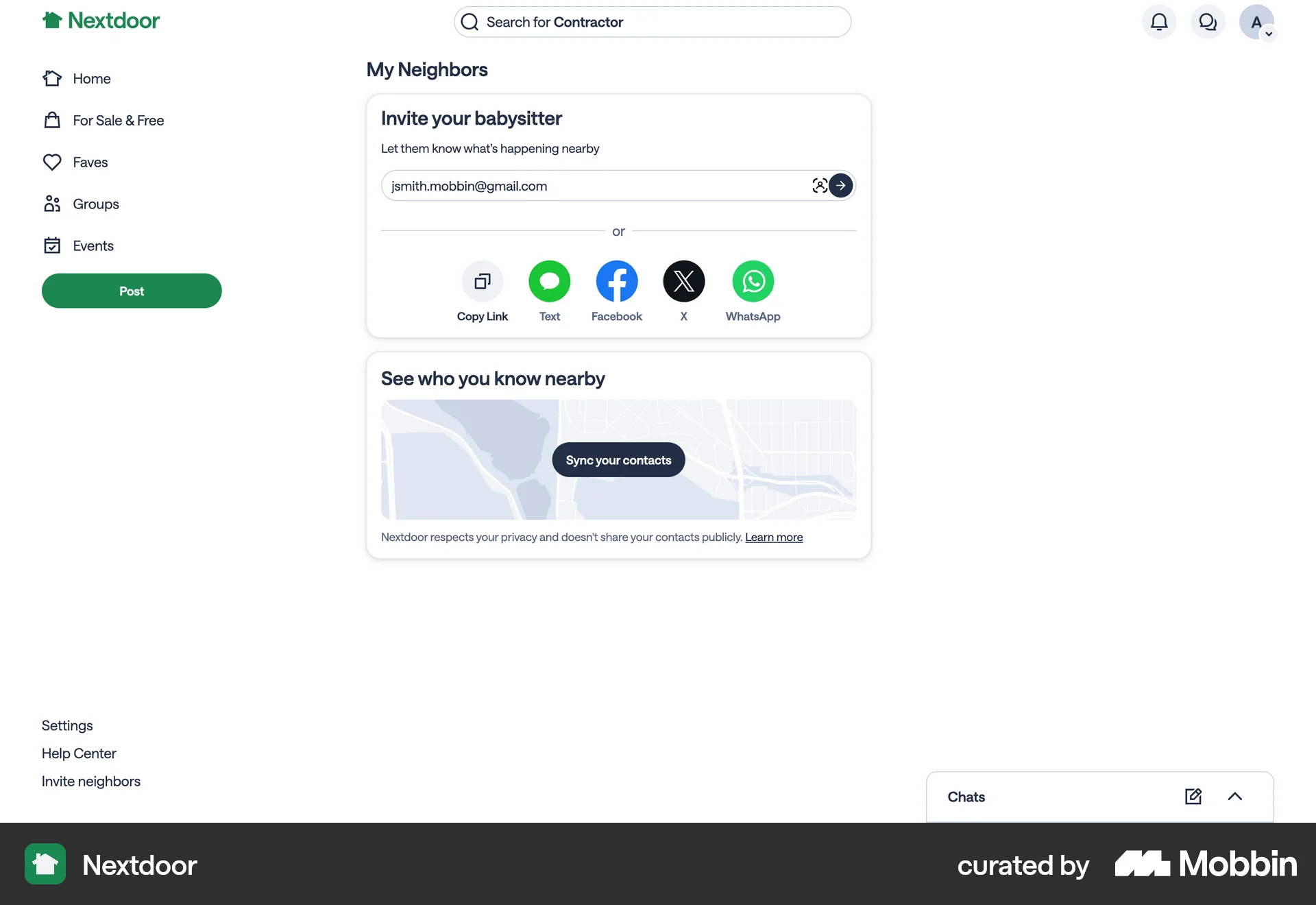 Nextdoor Web Invite Teammates screen