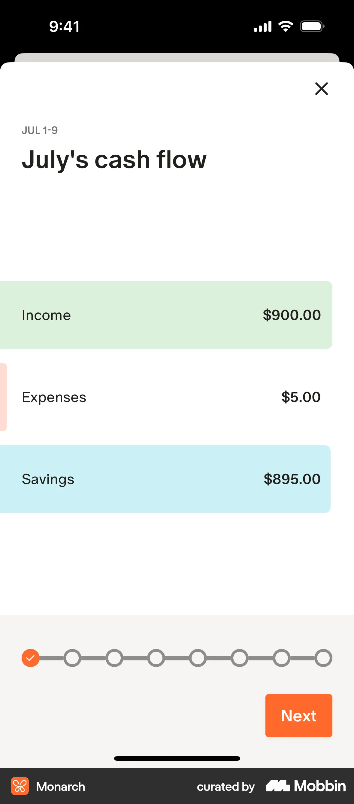 Monarch iOS Progress screen