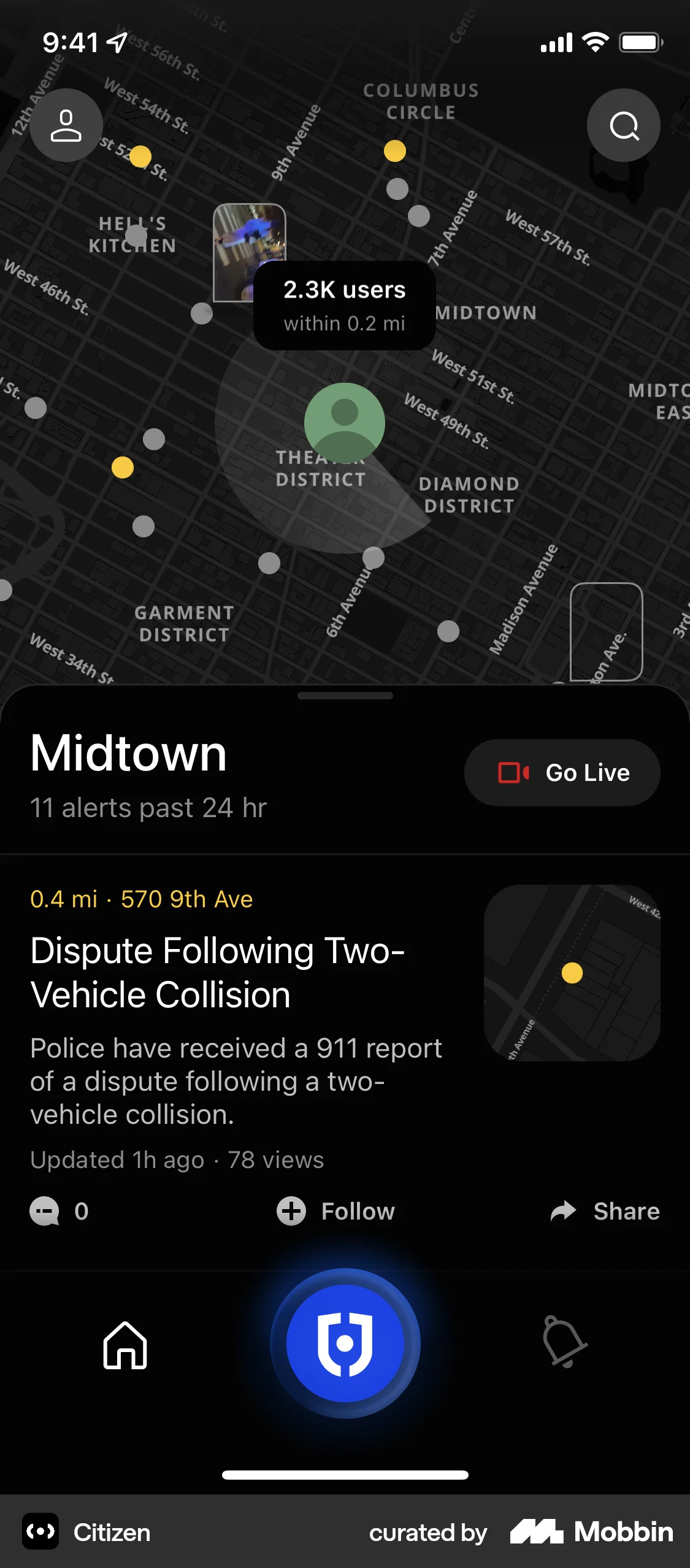 Citizen iOS screen containing Tooltip UI element