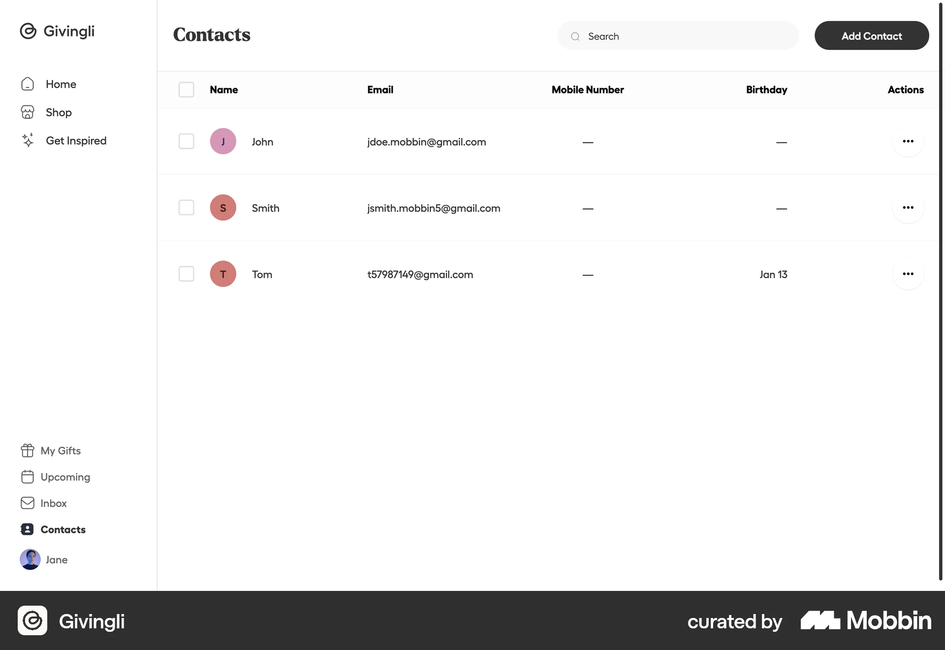 Givingli Web Bookmarks & Collections screen