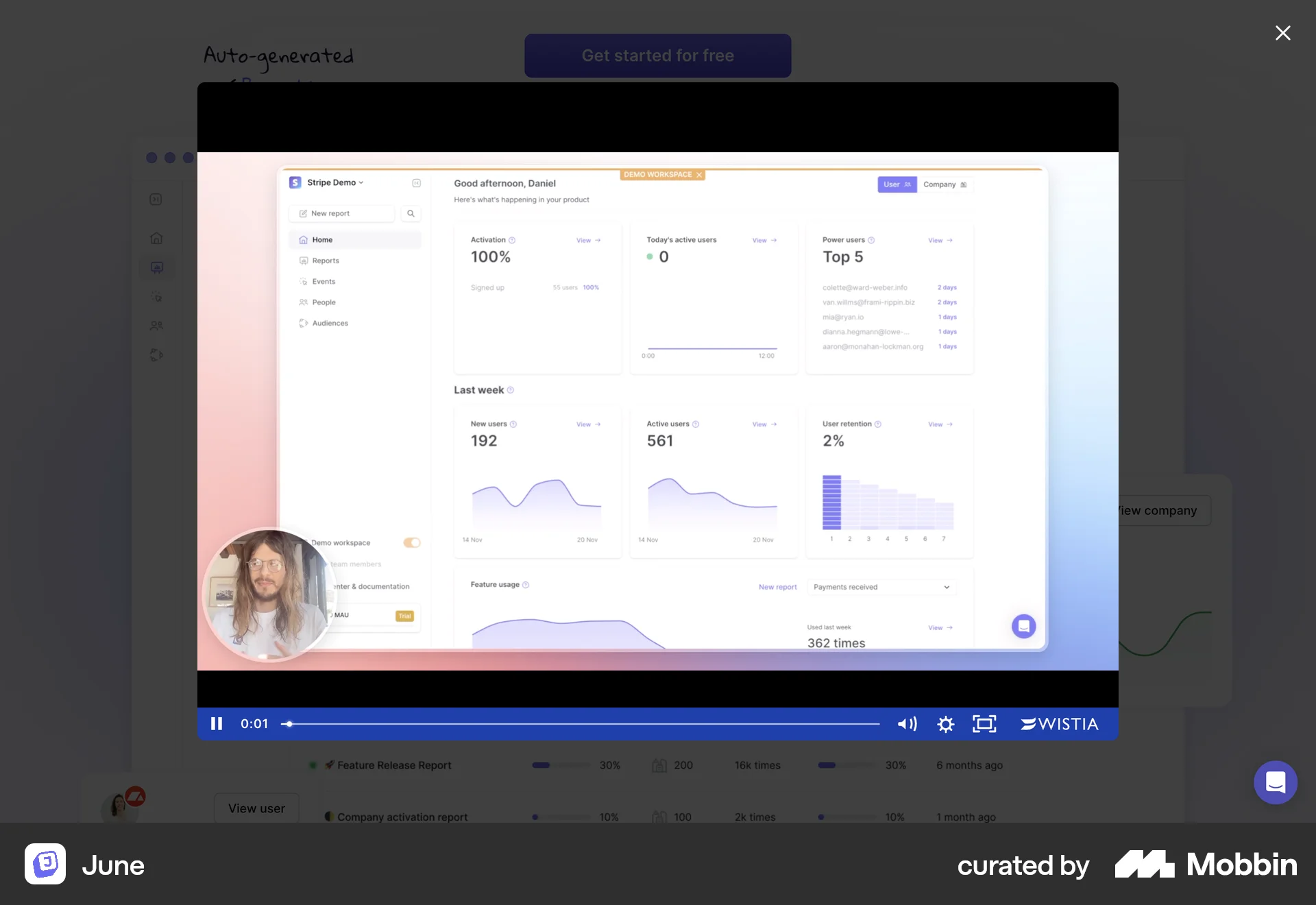 June Web Video Player screen