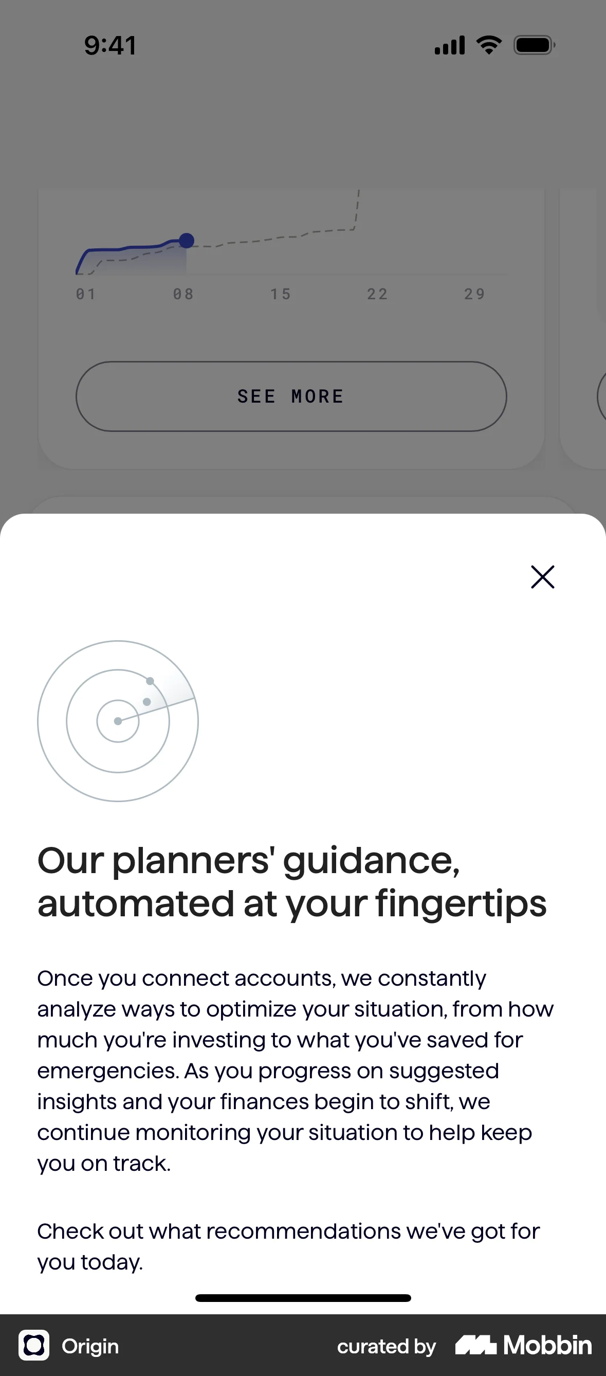 Origin iOS Feature Info screen