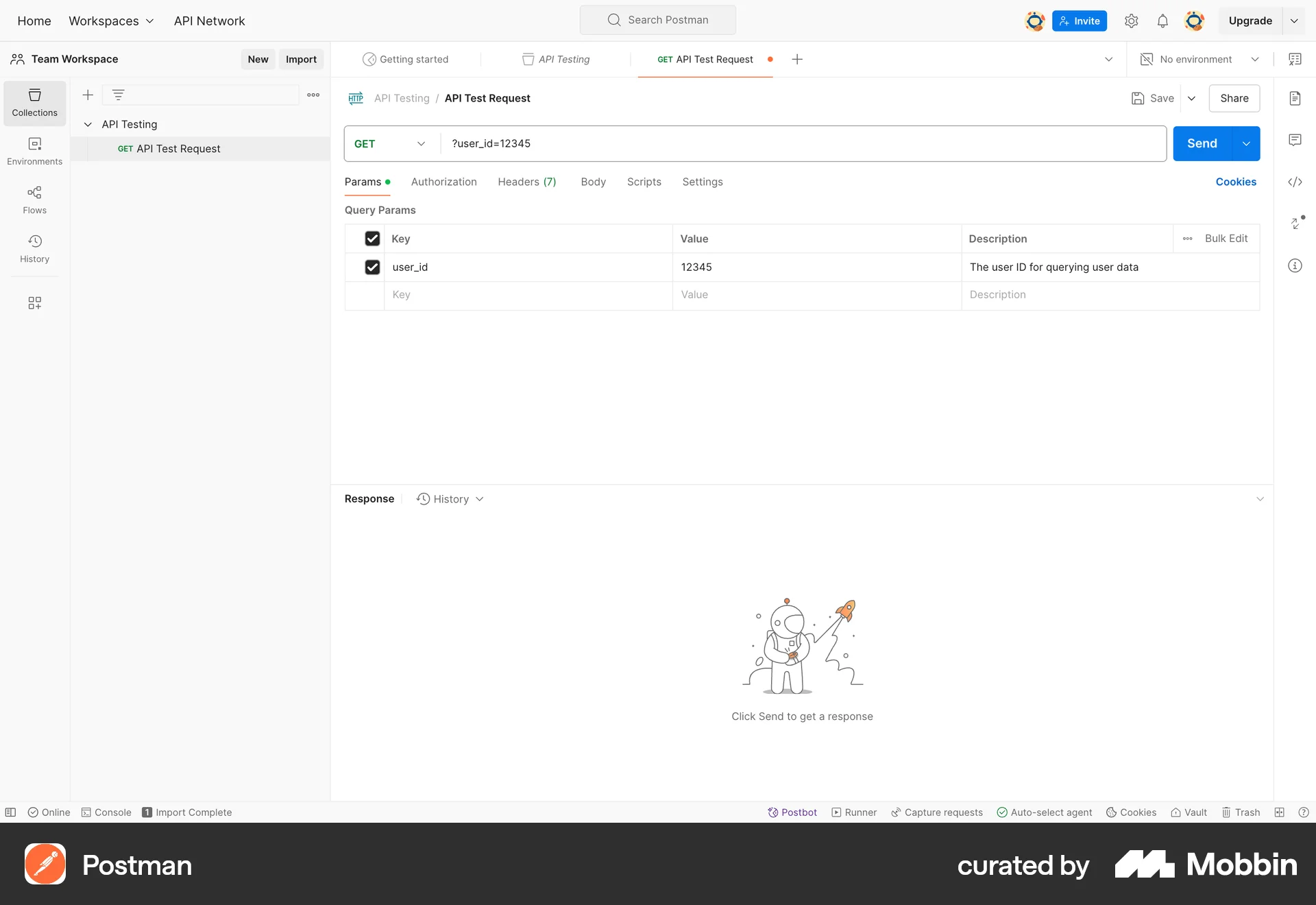Postman Web screen containing Breadcrumbs UI element