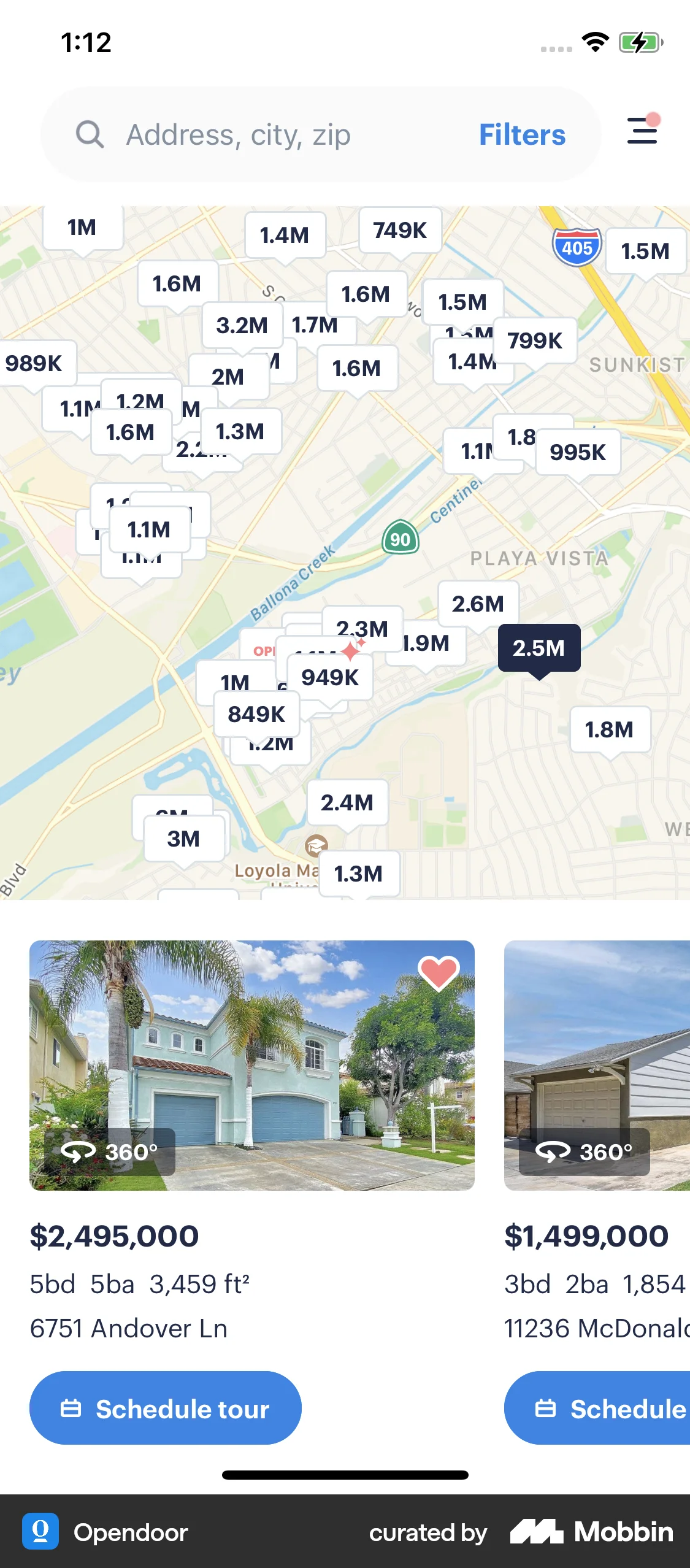 Opendoor iOS Real Estate App screen