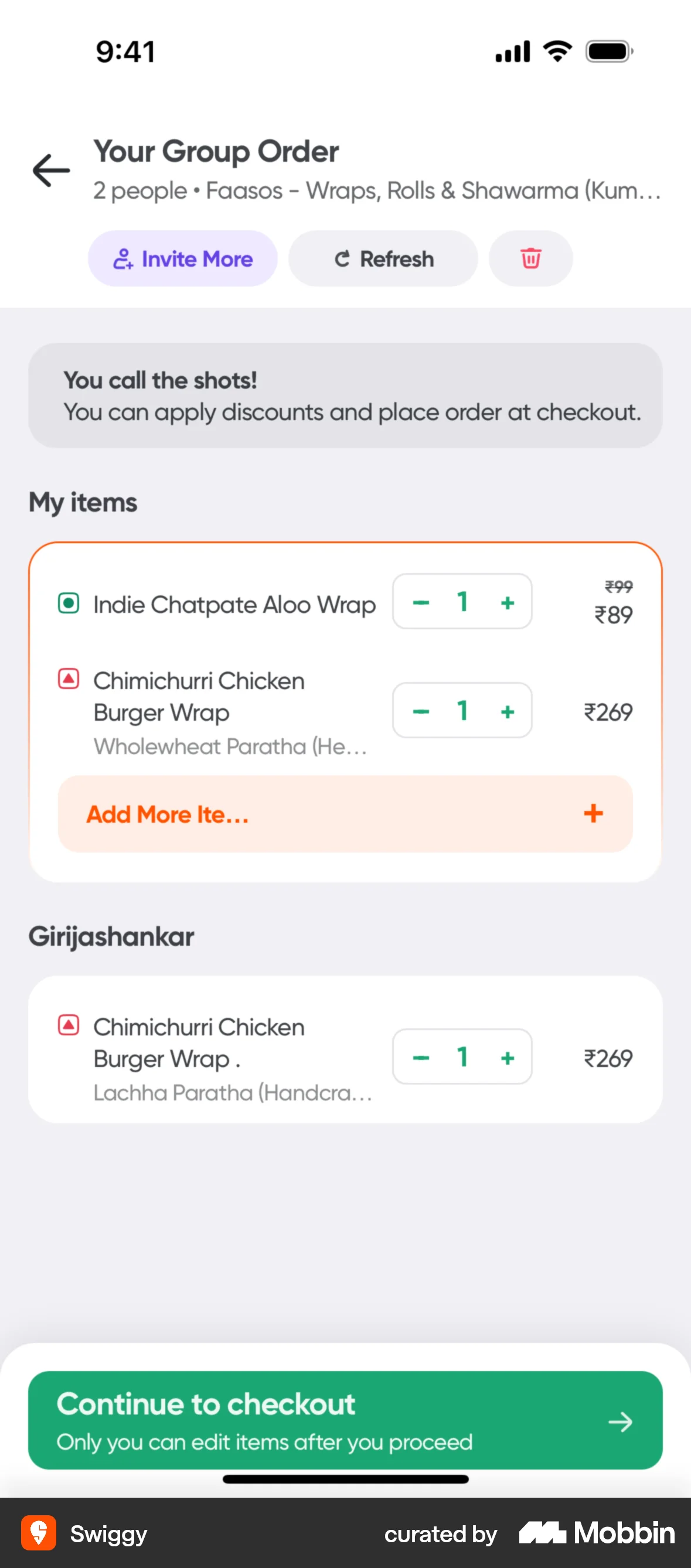 Swiggy iOS screen containing Toolbar UI element