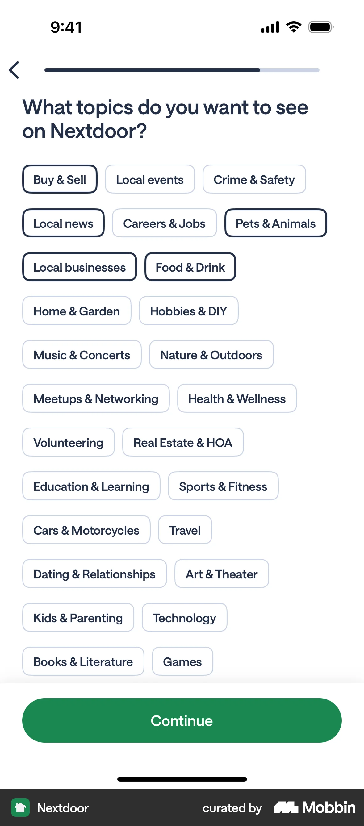 Nextdoor iOS Account Setup screen