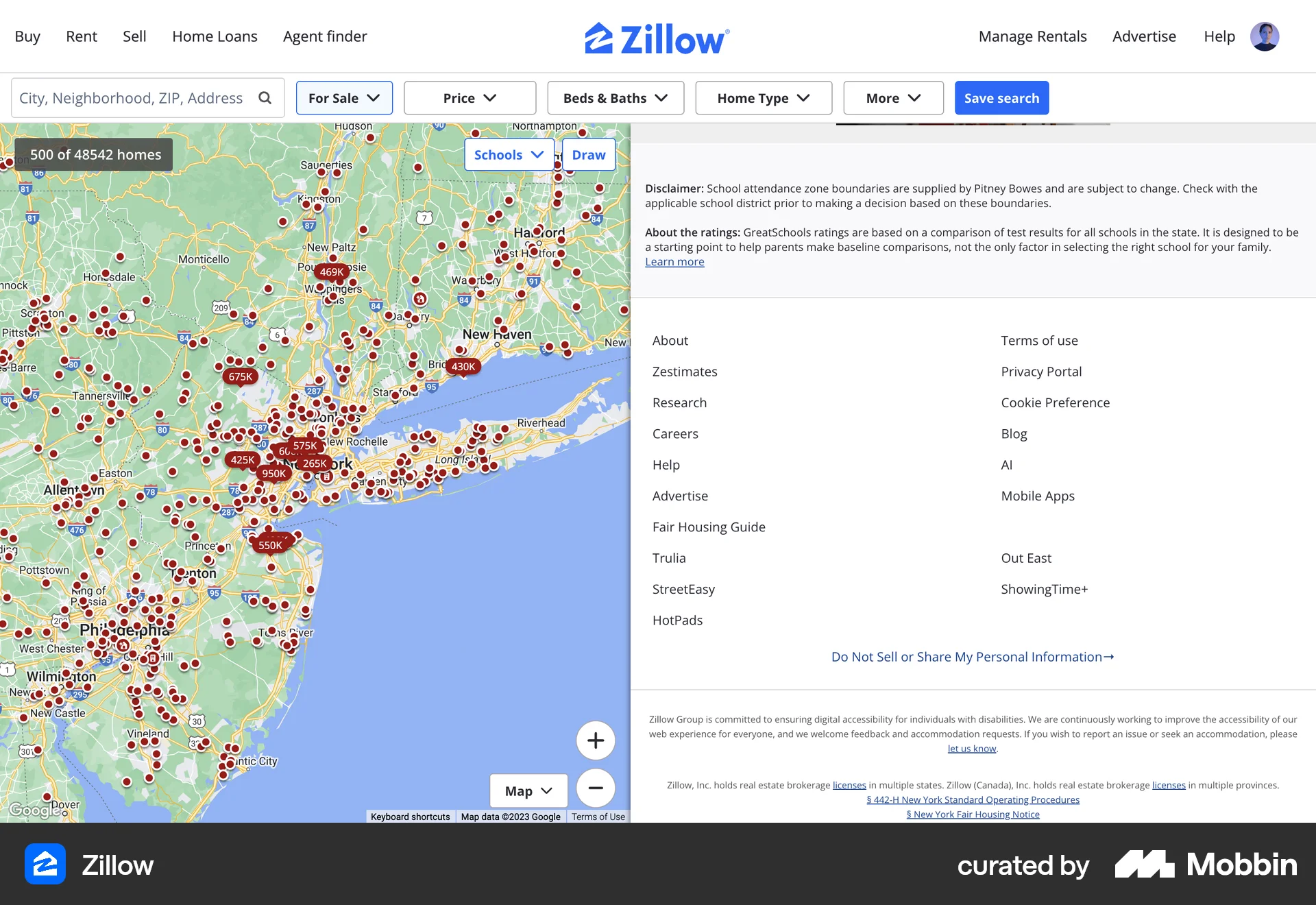 Zillow Web Real Estate App screen