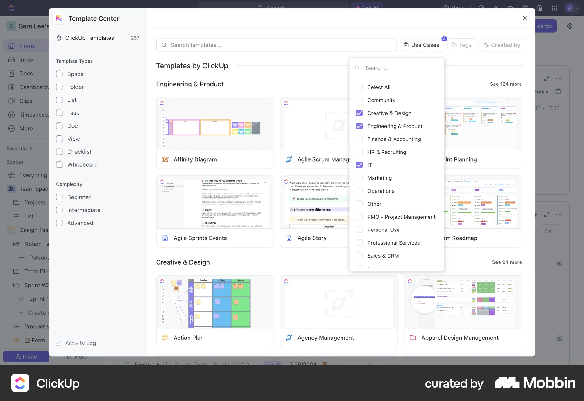 ClickUp Web screen containing Checkbox UI element