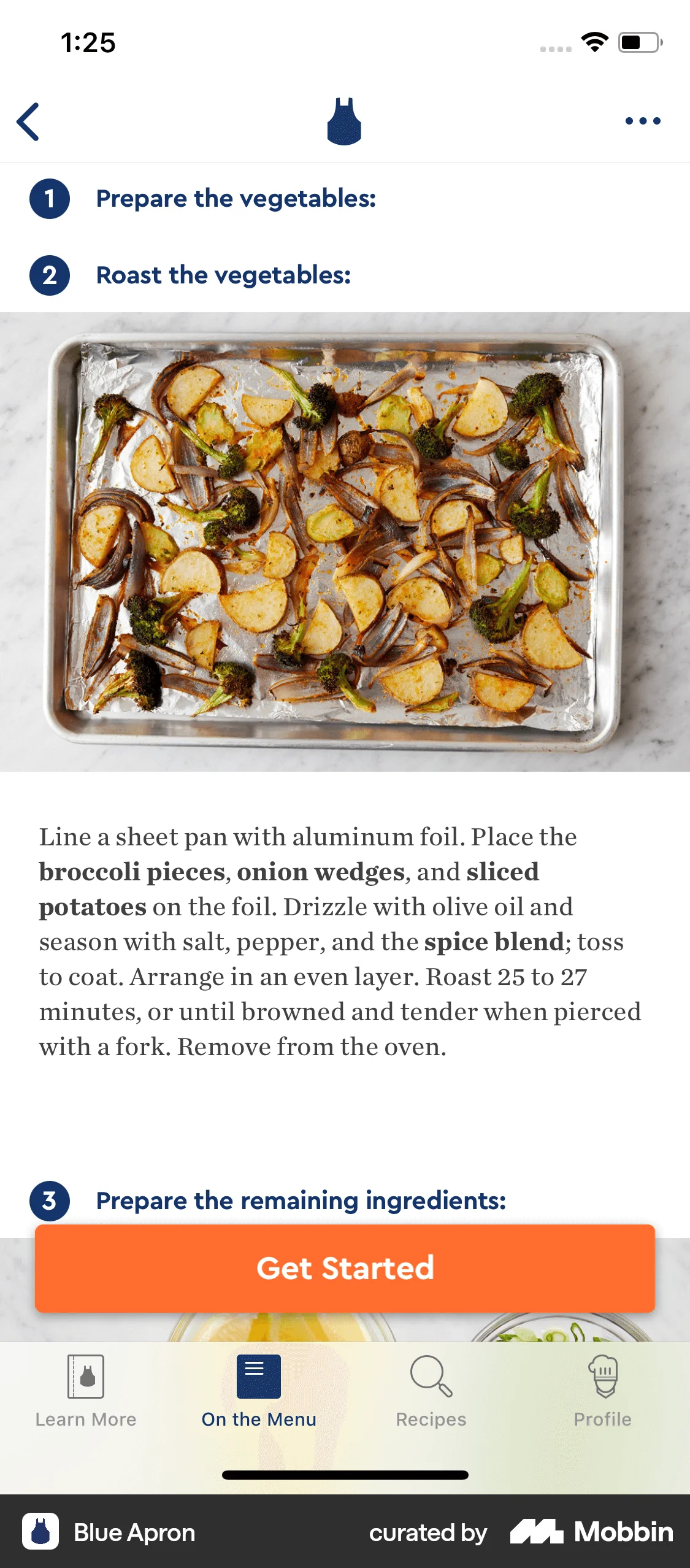 Blue Apron iOS Recipe Detail screen
