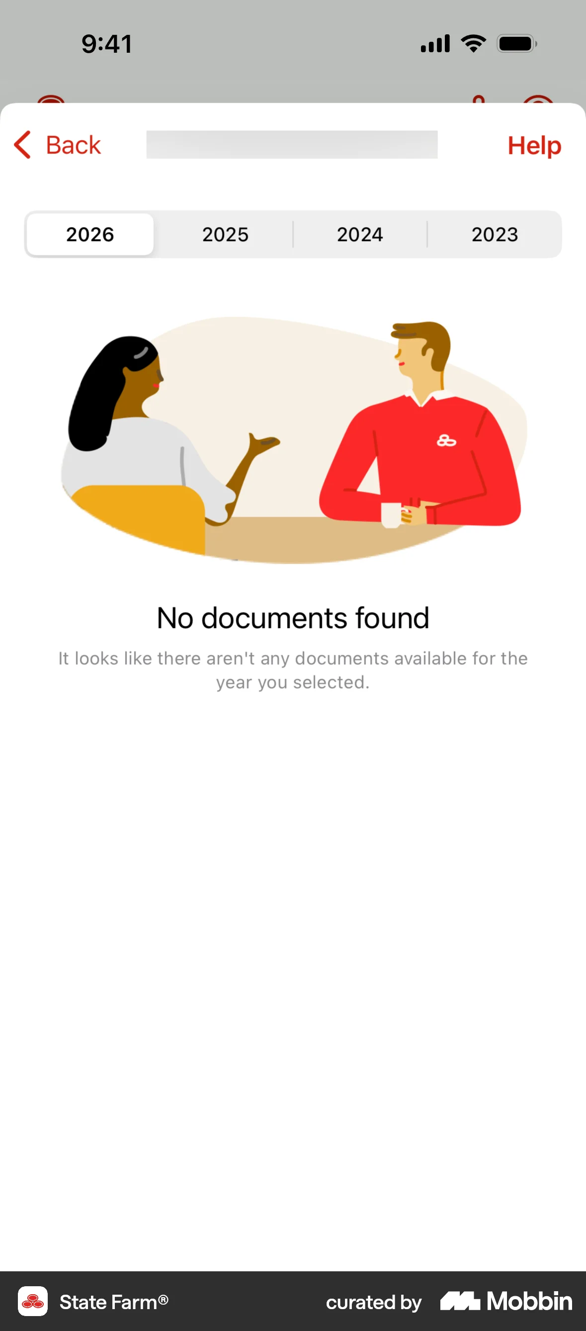 State Farm iOS Empty State screen