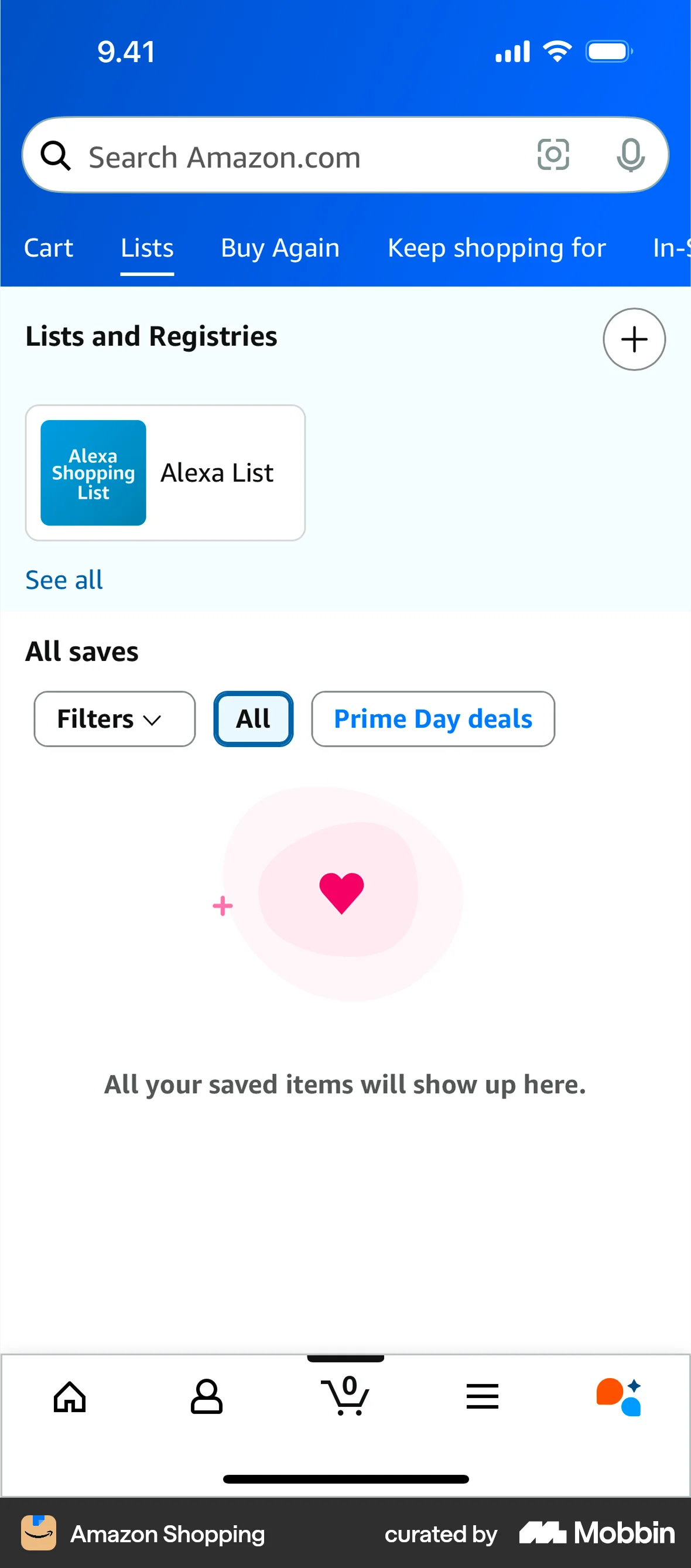 Amazon Shopping iOS Empty State screen