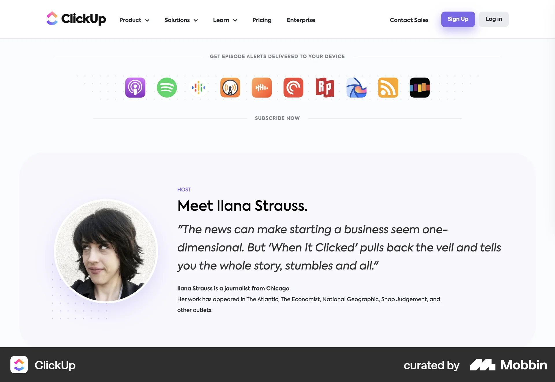 ClickUp Web Song & Podcast Detail screen
