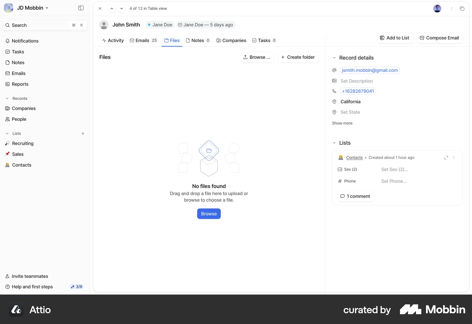 Attio Web Bookmarks & Collections screen