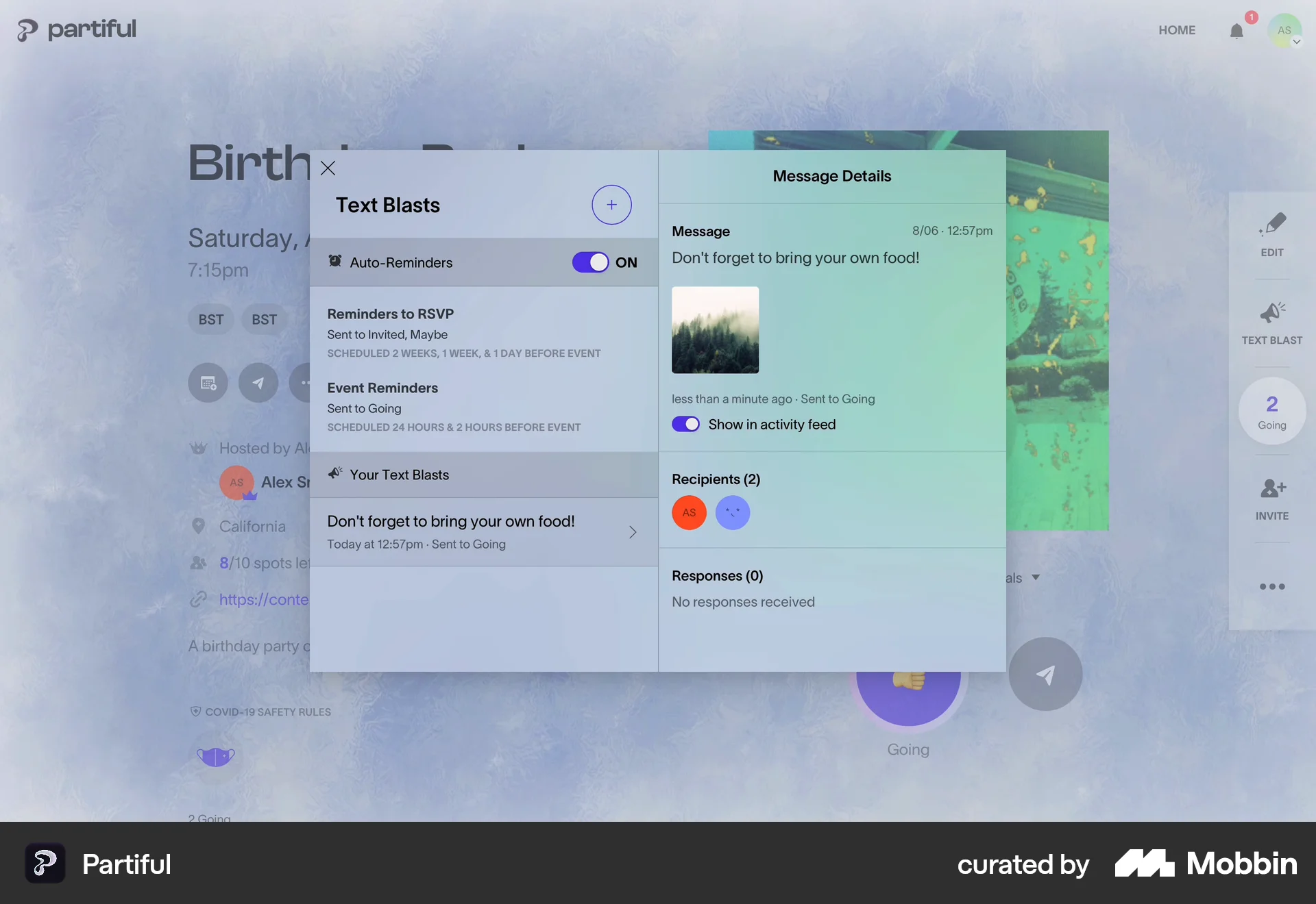 Partiful Web Lifestyle App screen