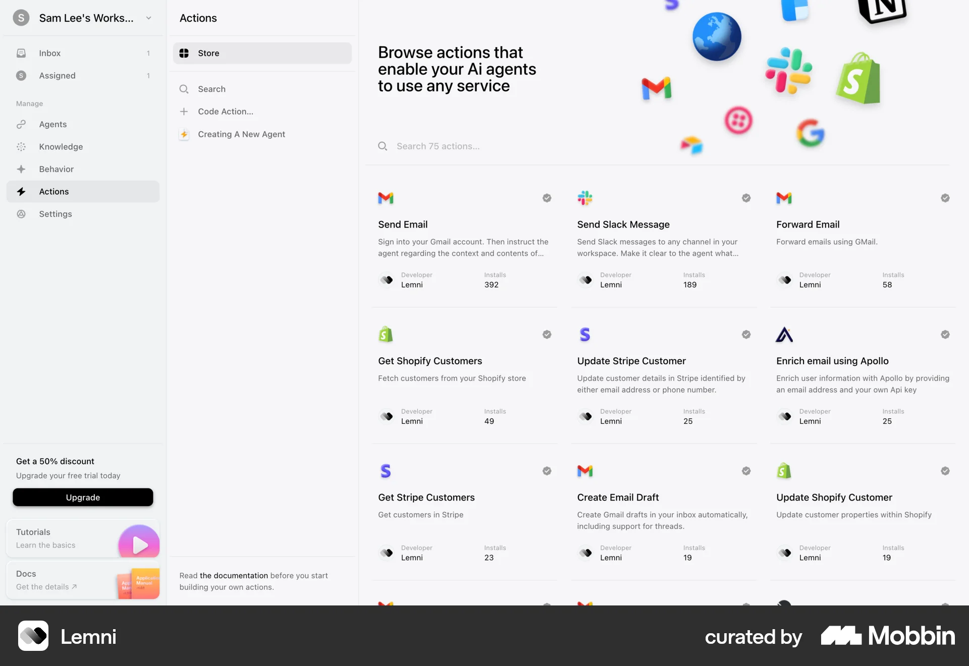 Lemni Web screen containing Search Bar UI element