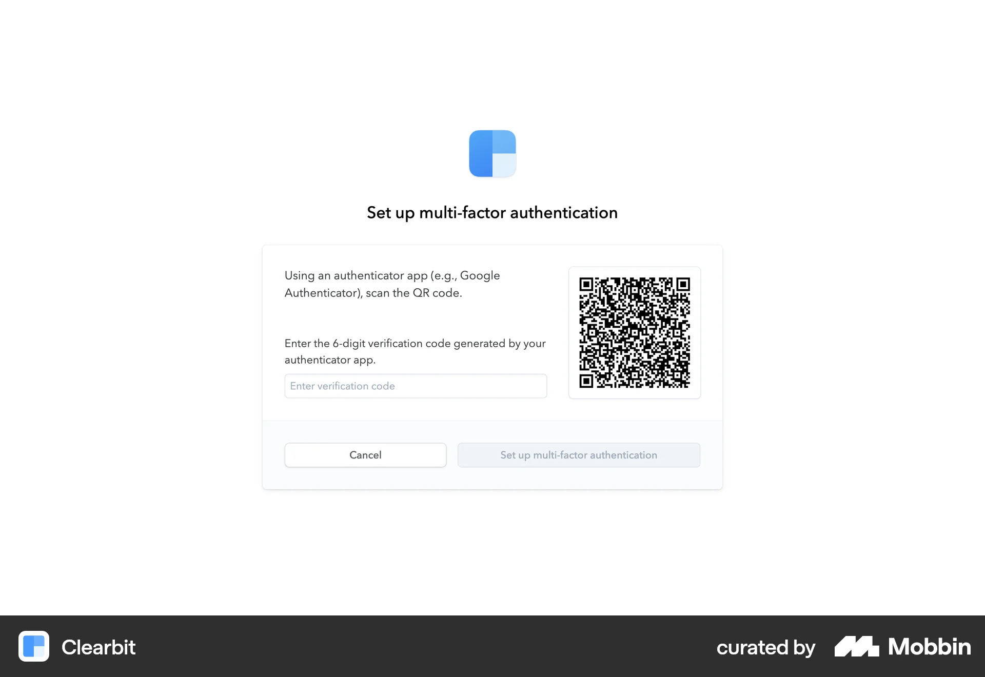 Clearbit Web QR Code screen