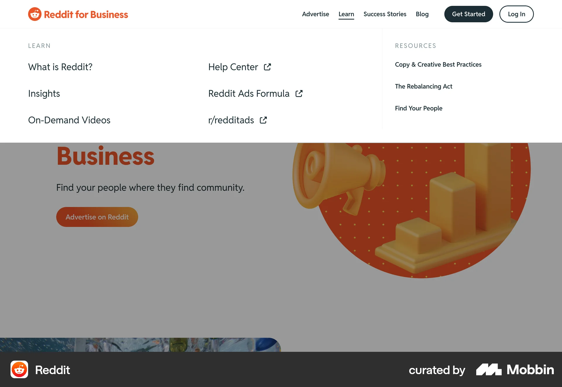 Reddit Web screen containing Navigation Menu UI element
