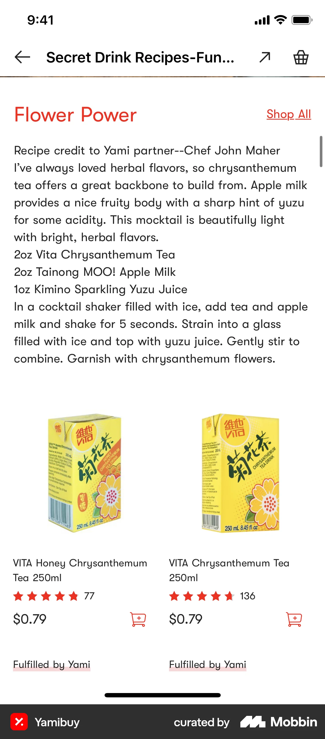 Yamibuy iOS Recipe Detail screen