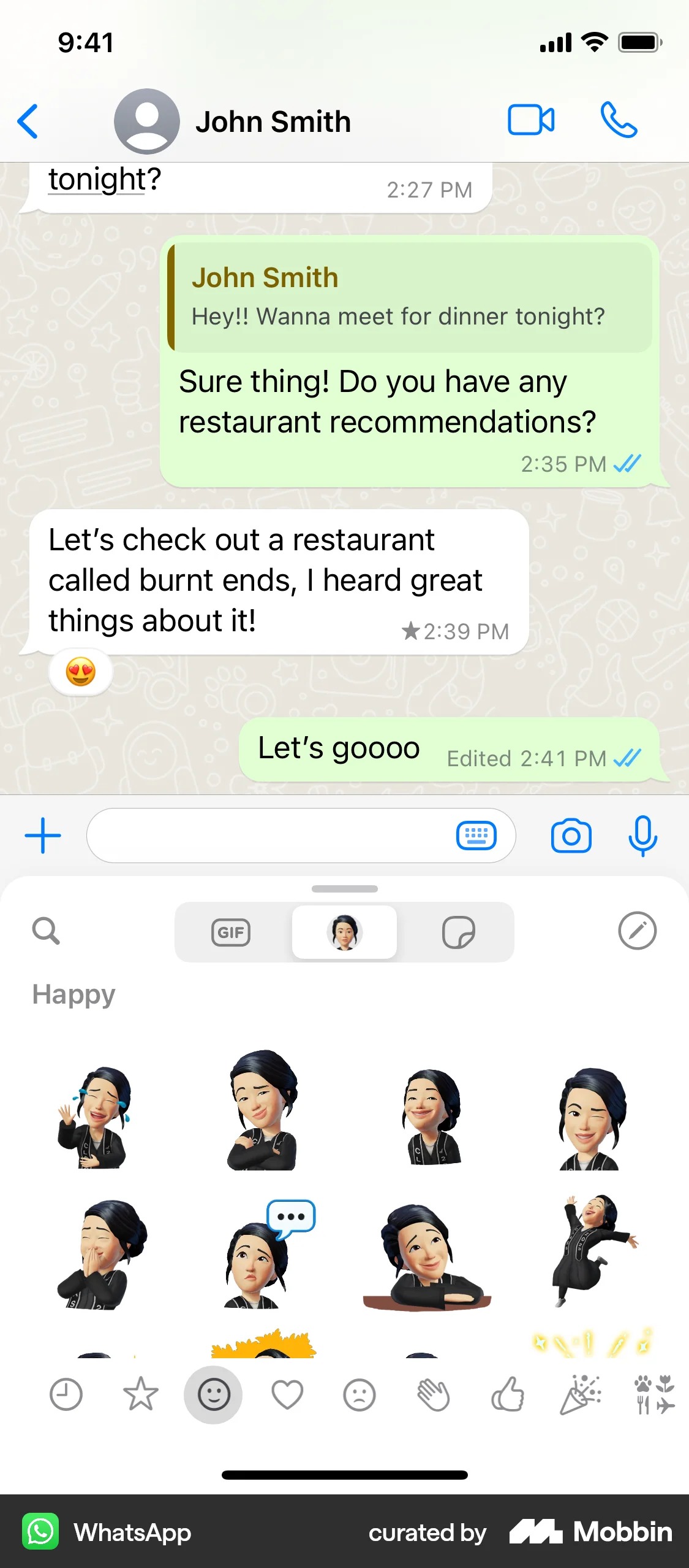 WhatsApp iOS screen containing Segmented Control UI element
