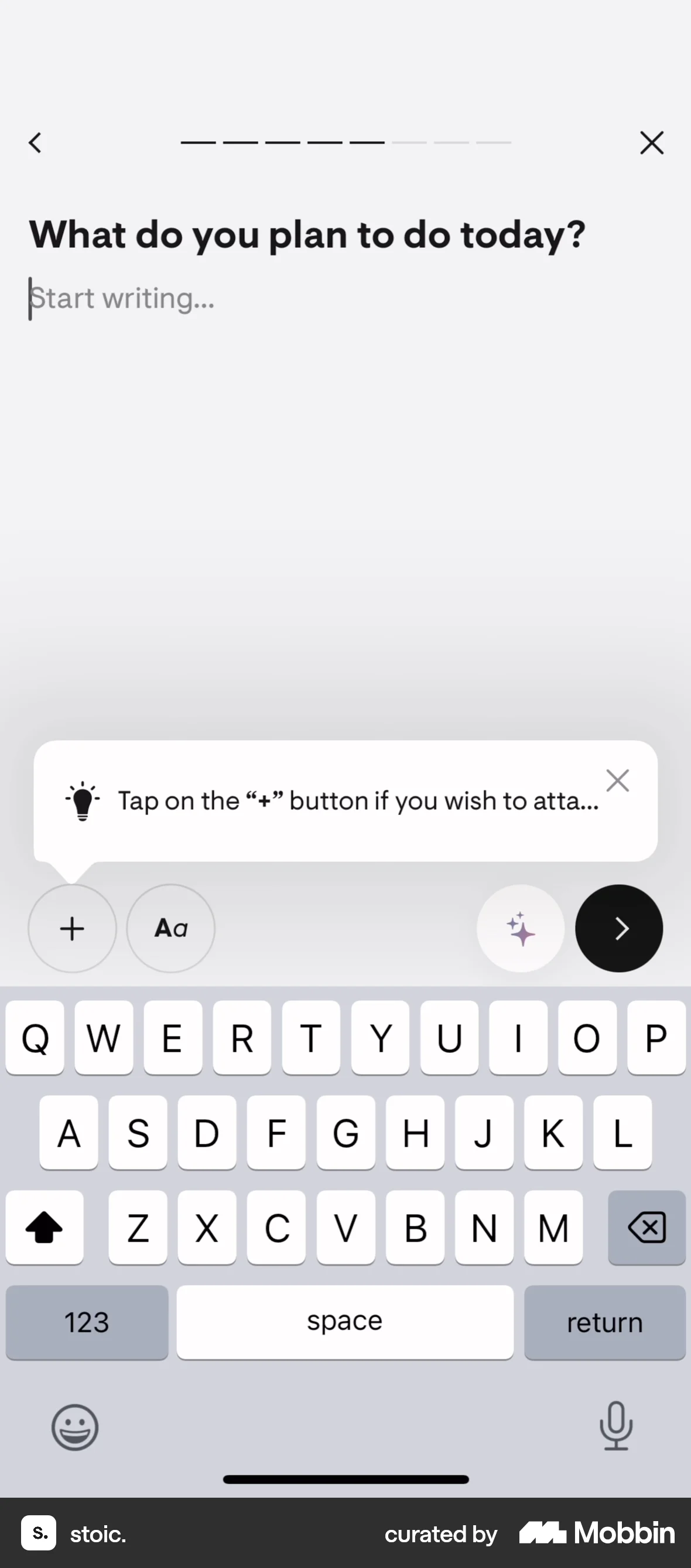 stoic. iOS Guided Tour & Tutorial screen