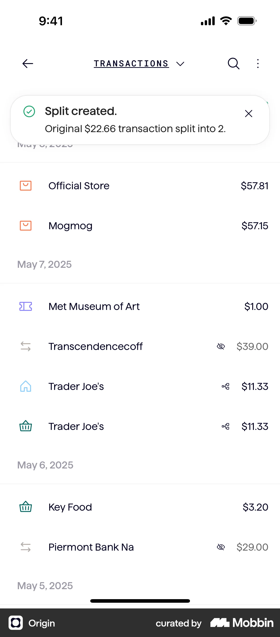 Origin iOS Acknowledgement & Success screen