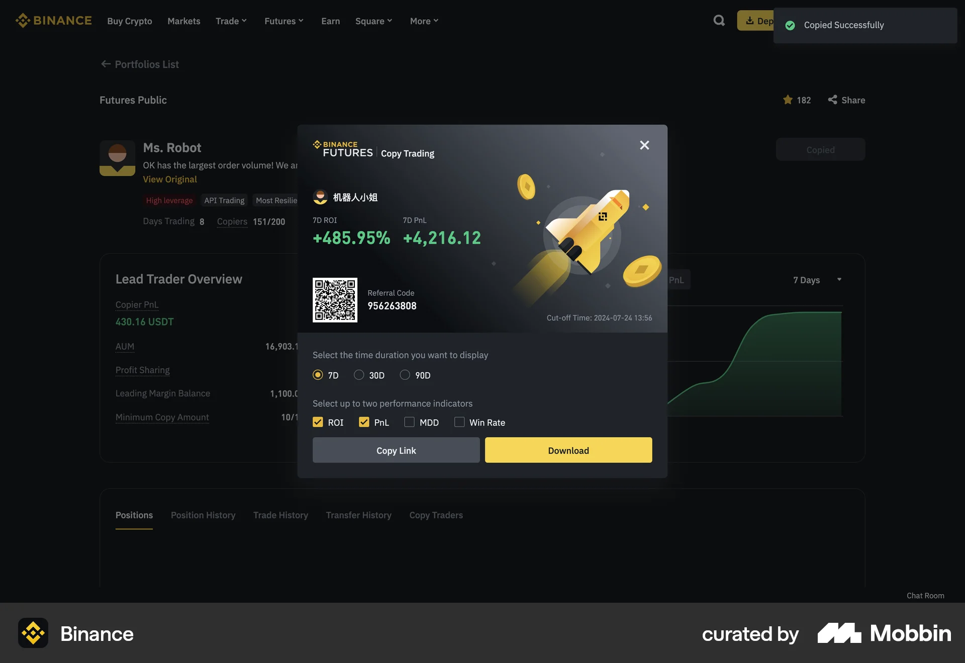Binance Web QR Code screen