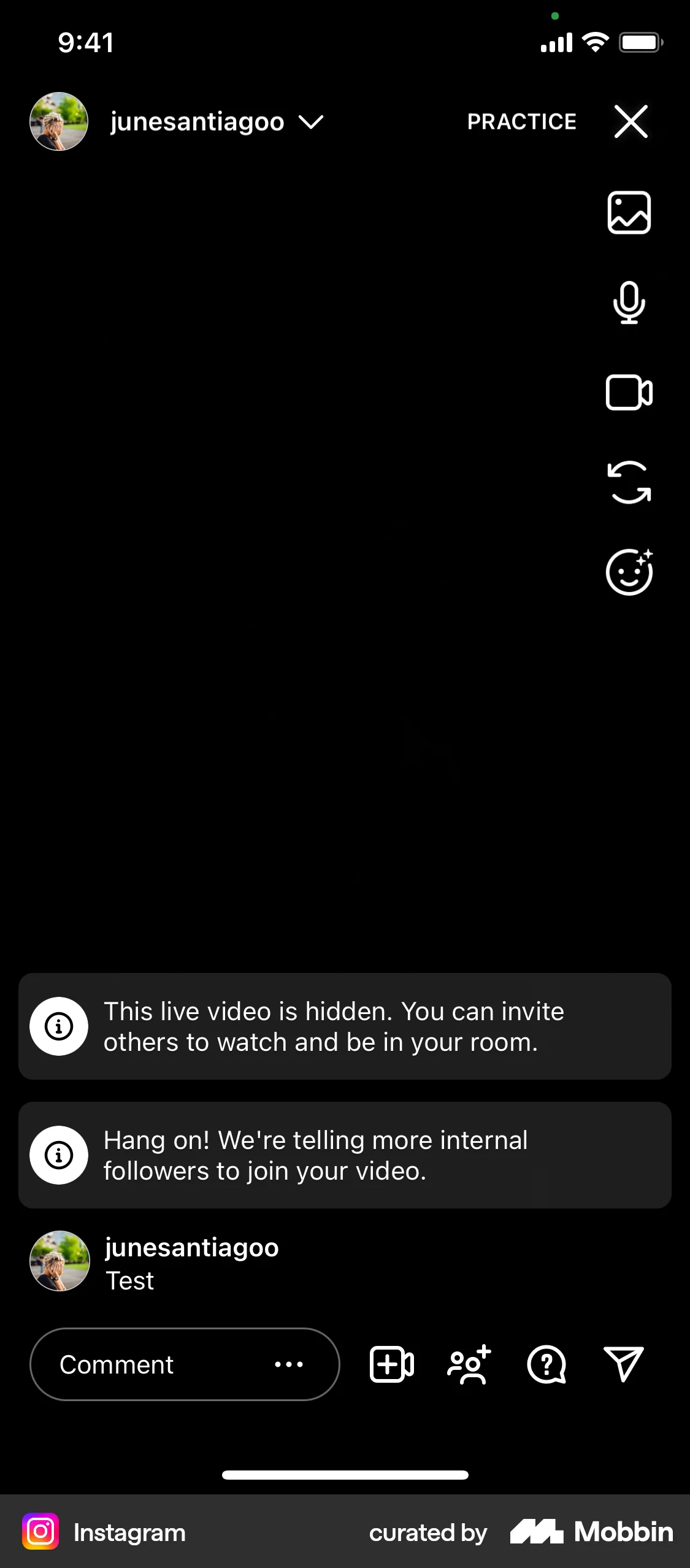 Instagram iOS Comments screen