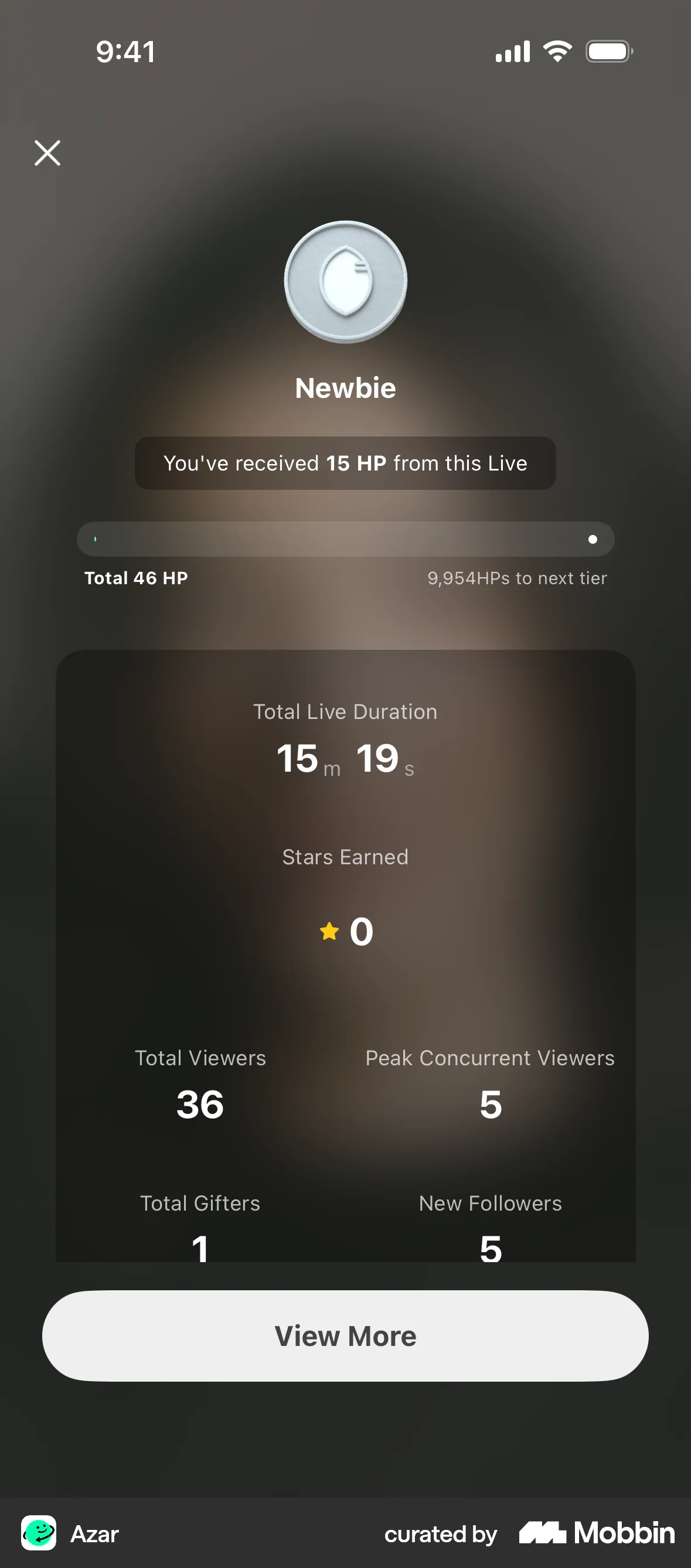 Azar iOS Glassmorphism screen
