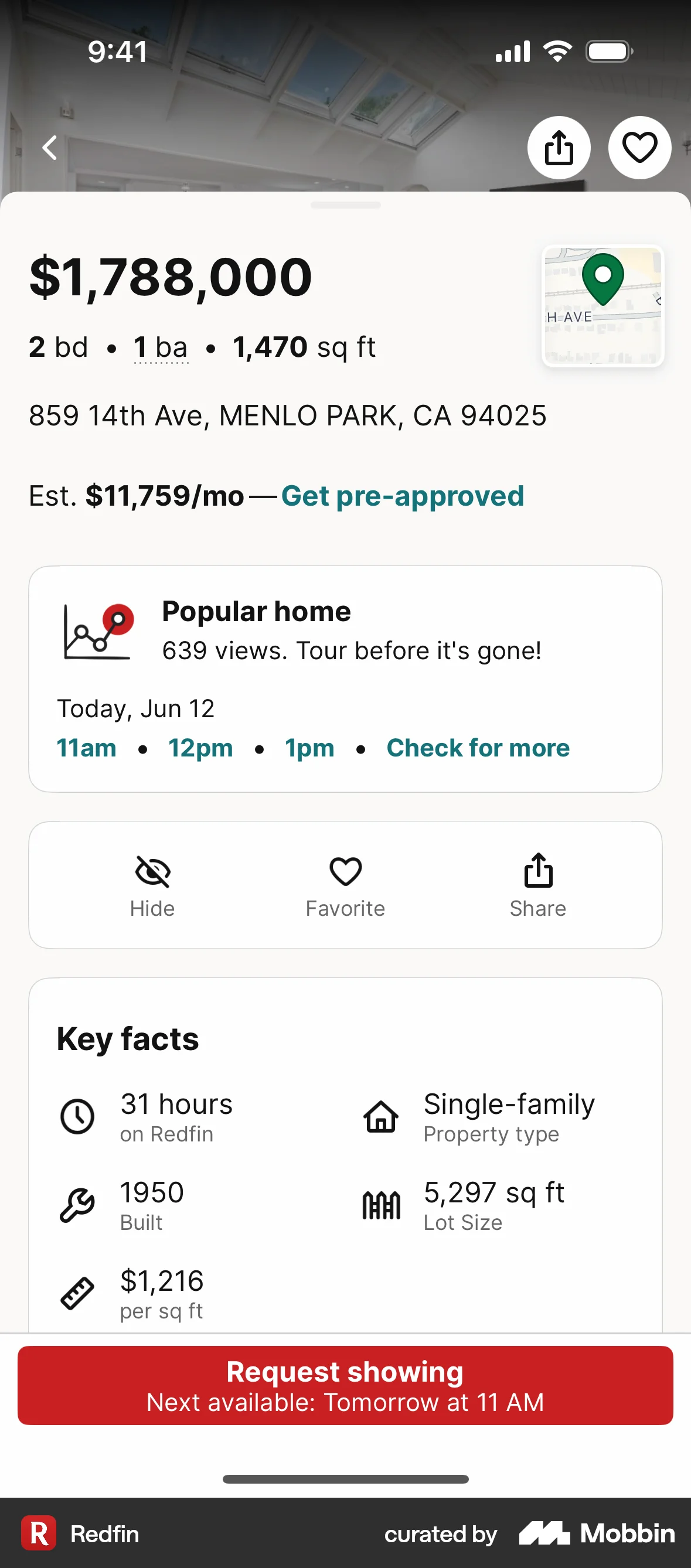 Redfin iOS Location & Address screen