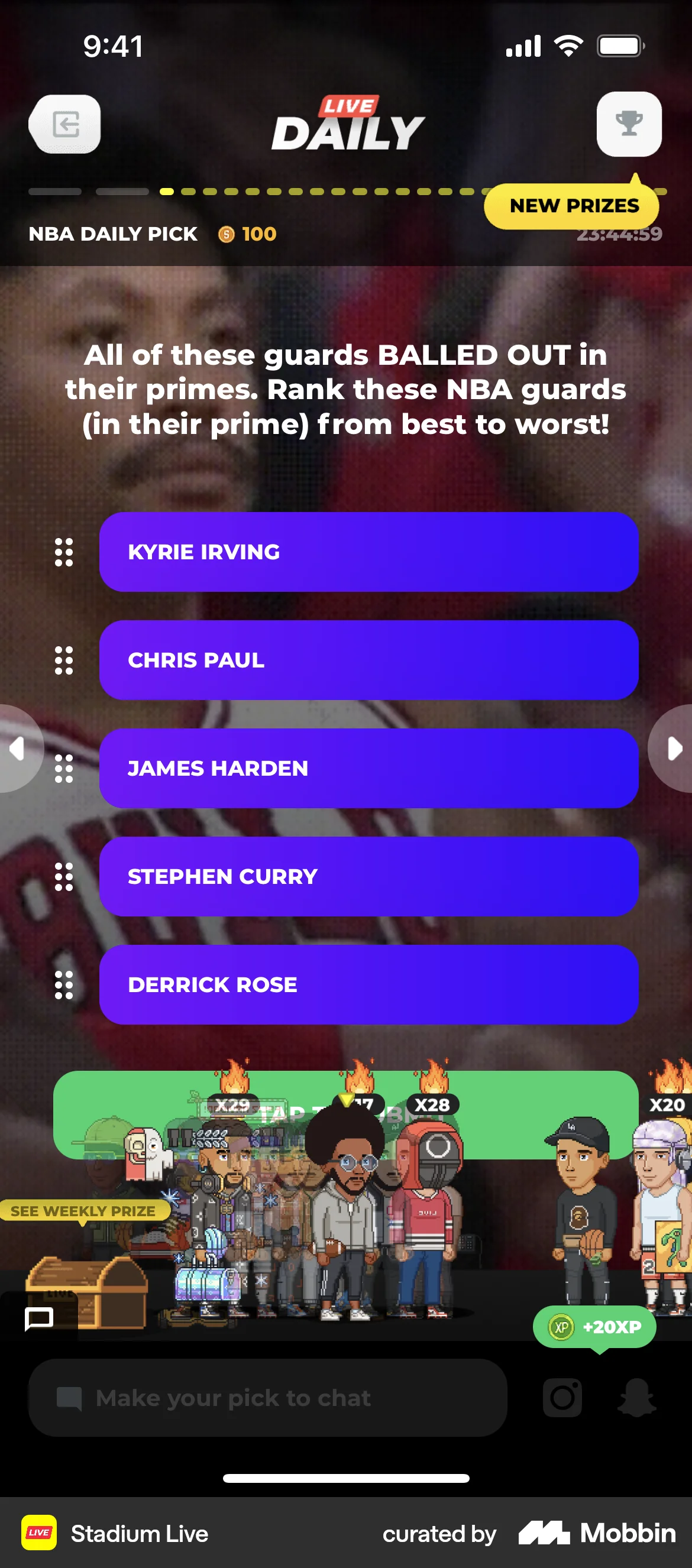 Stadium Live iOS Reorder screen