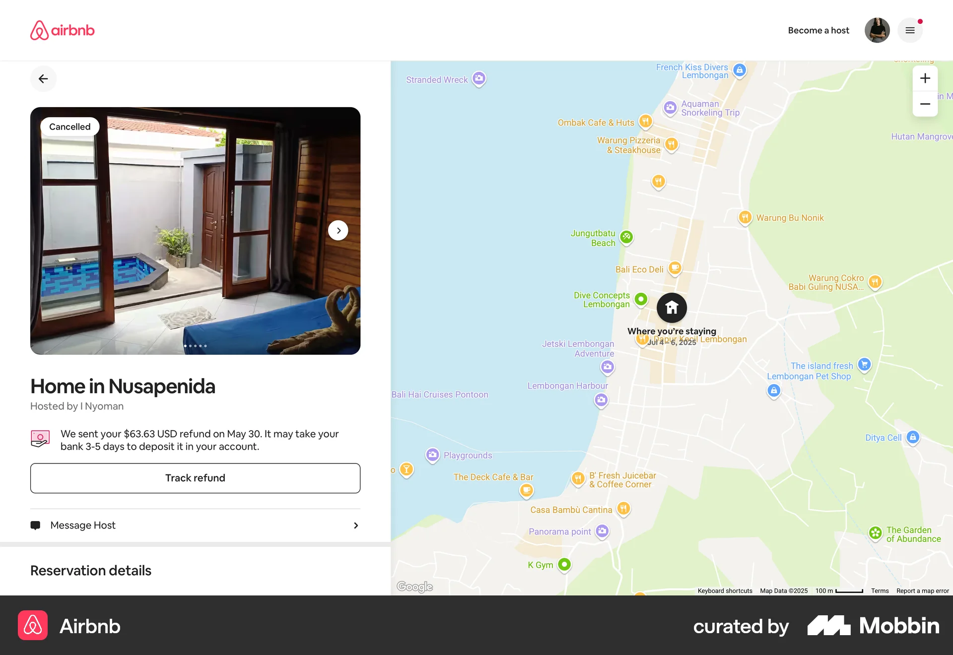 Airbnb Tracking a refund screen