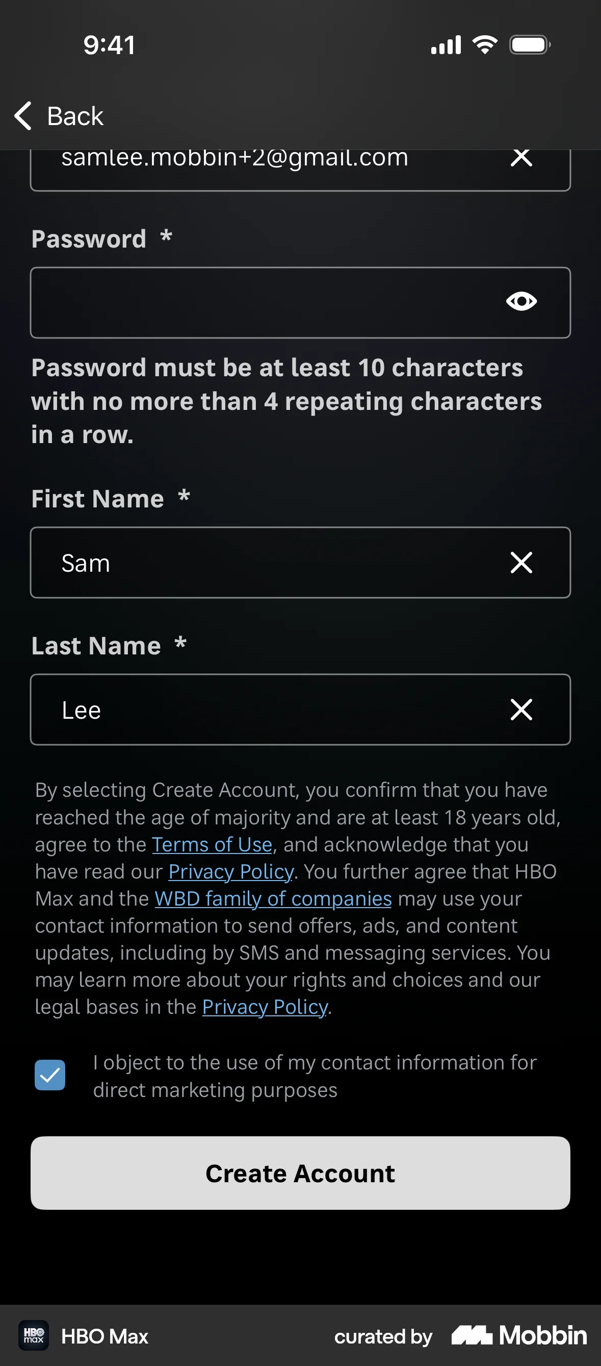 HBO Max Onboarding screen
