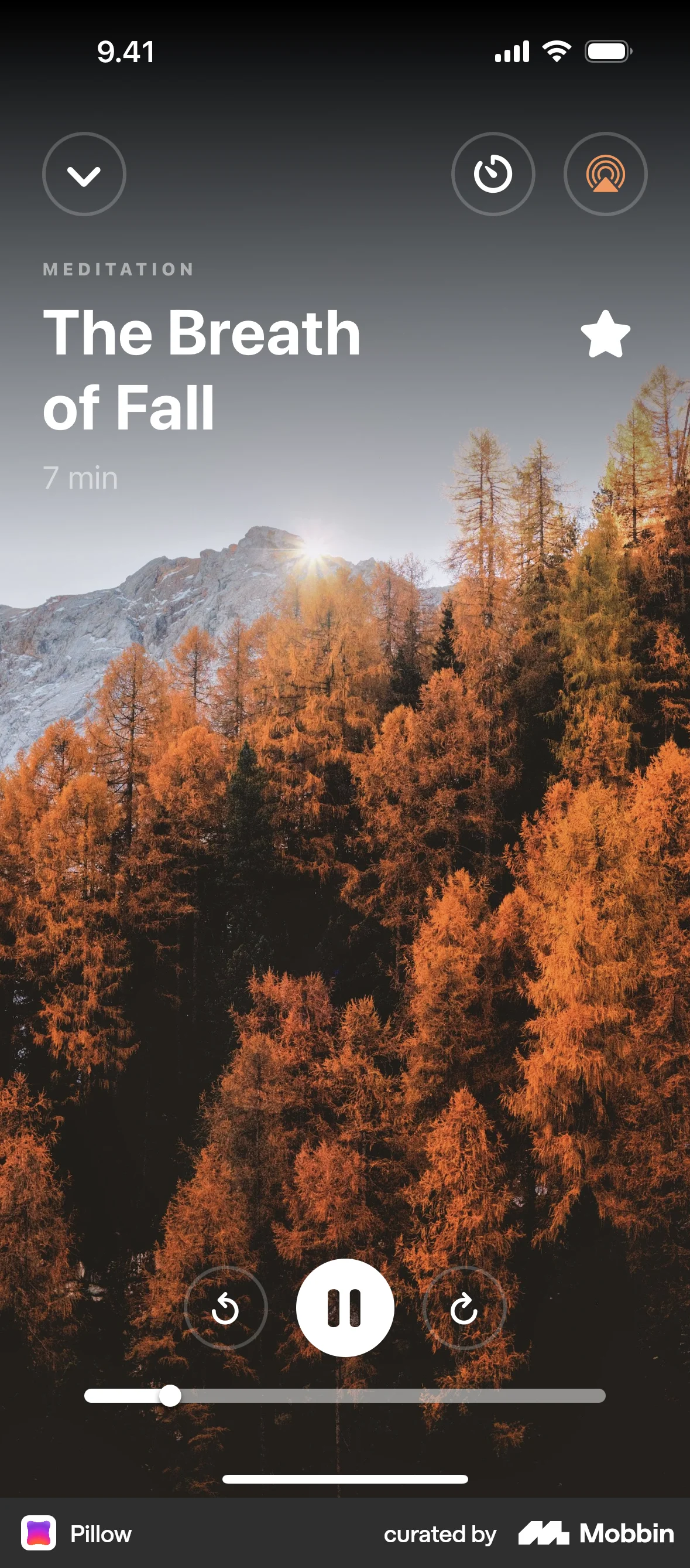 Pillow iOS Favorite & Pin screen