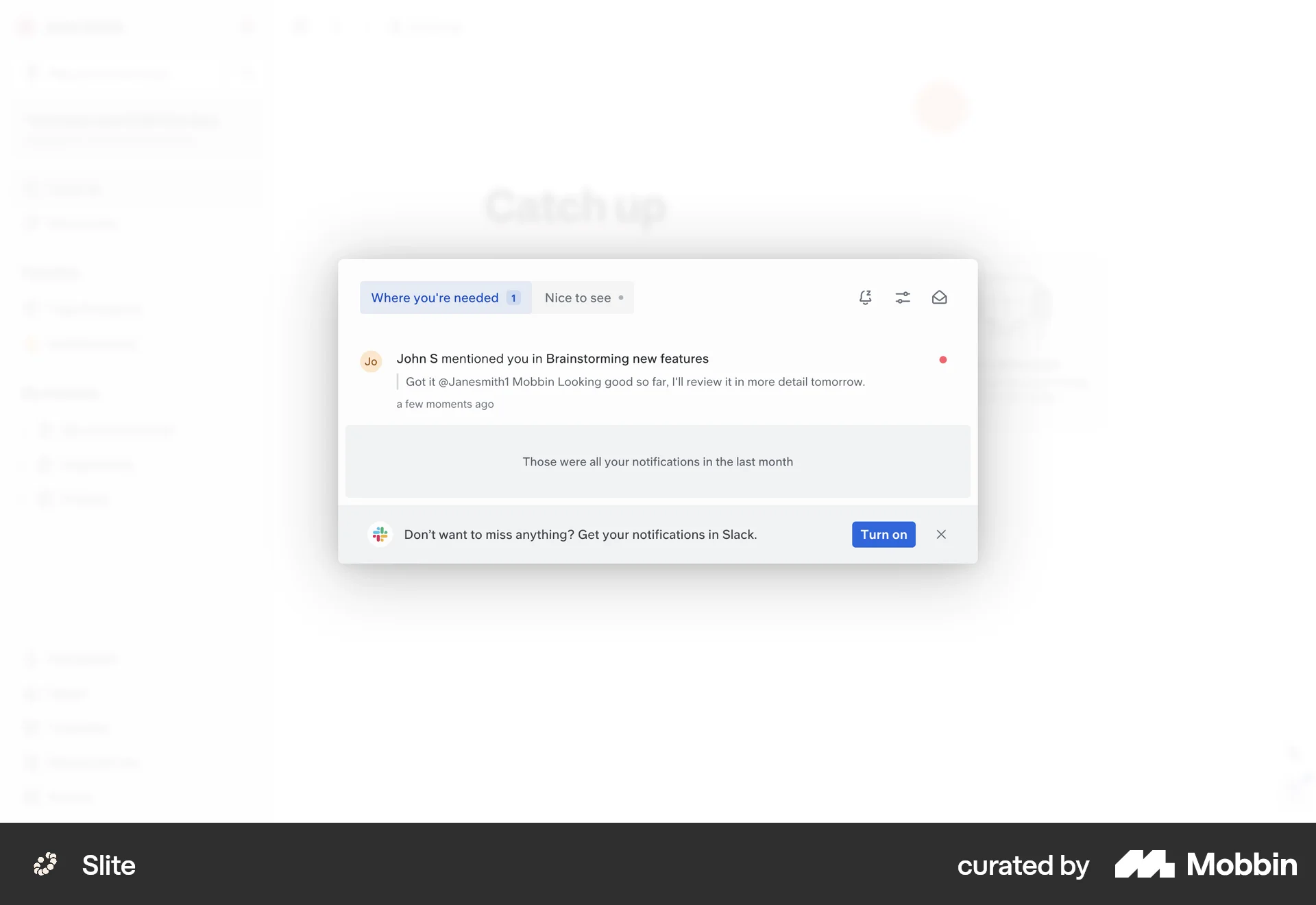 Slite Web screen containing Segmented Control UI element