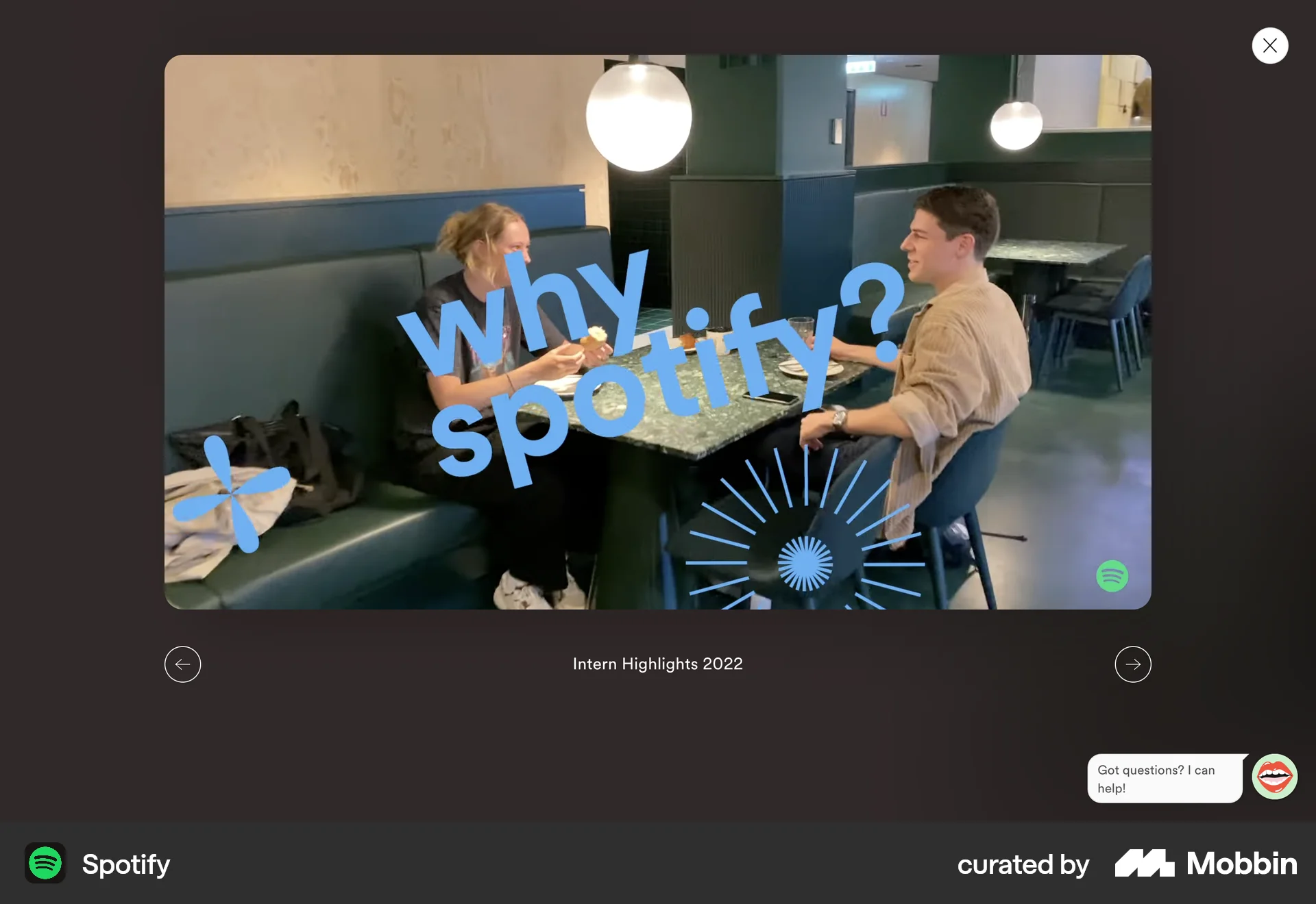 Spotify Web screen containing Full-Screen Overlay UI element