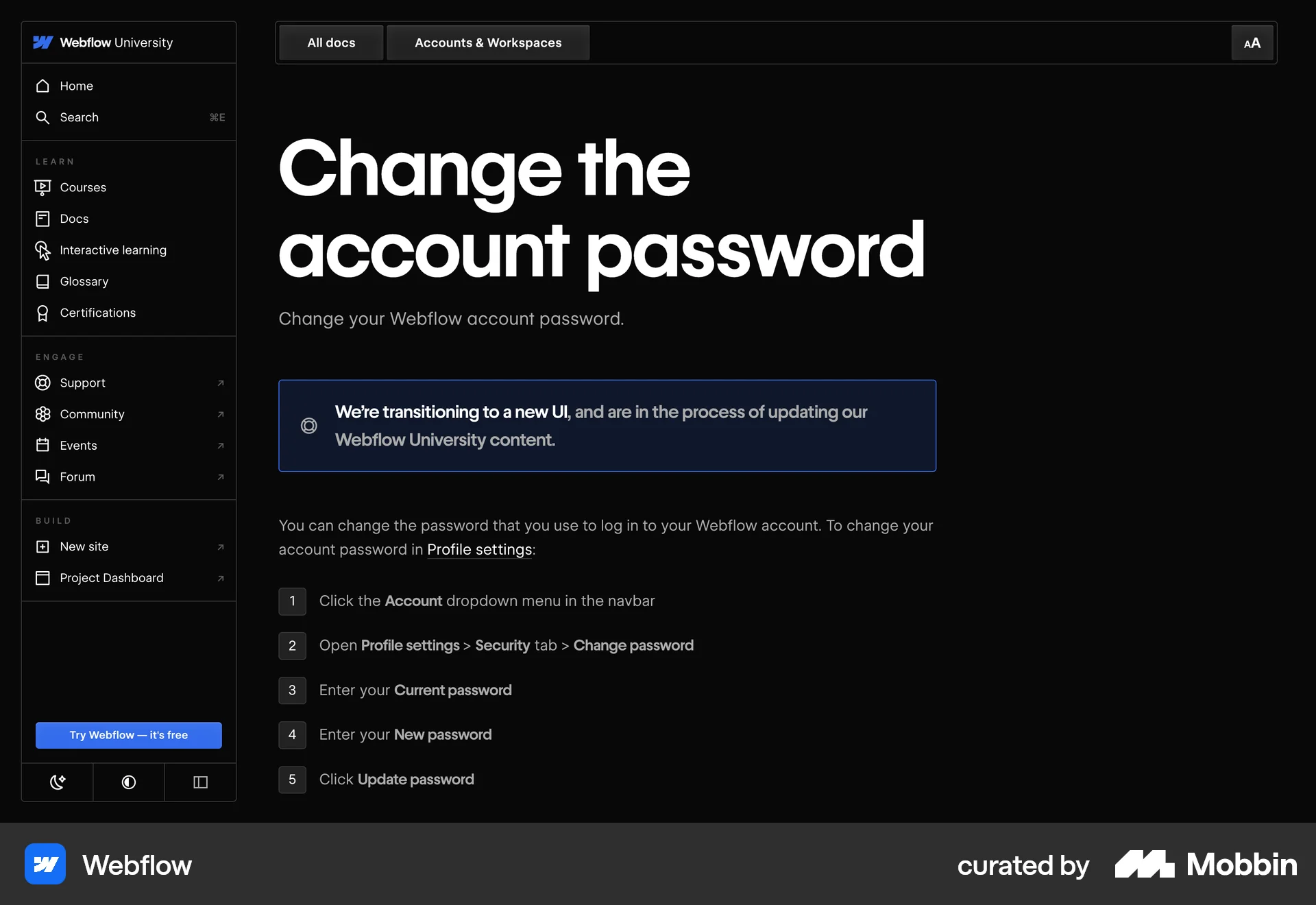 Webflow Web Article Detail screen