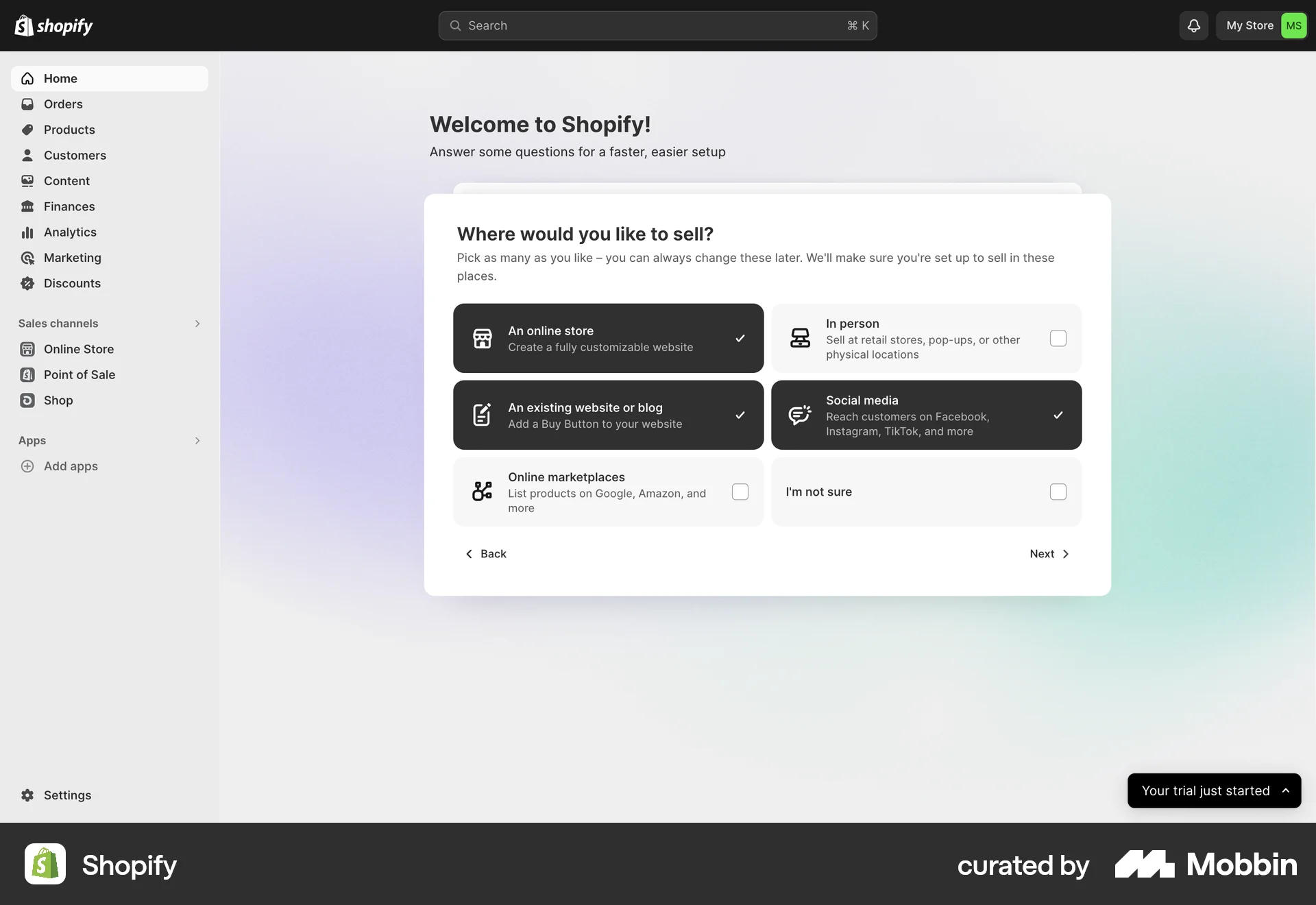 Shopify Web CRM App screen
