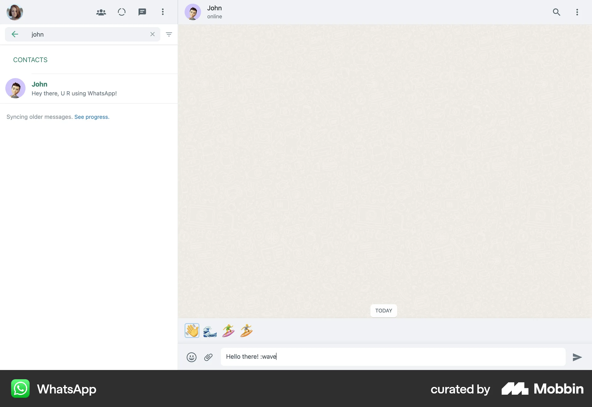 WhatsApp Web Chat Detail screen