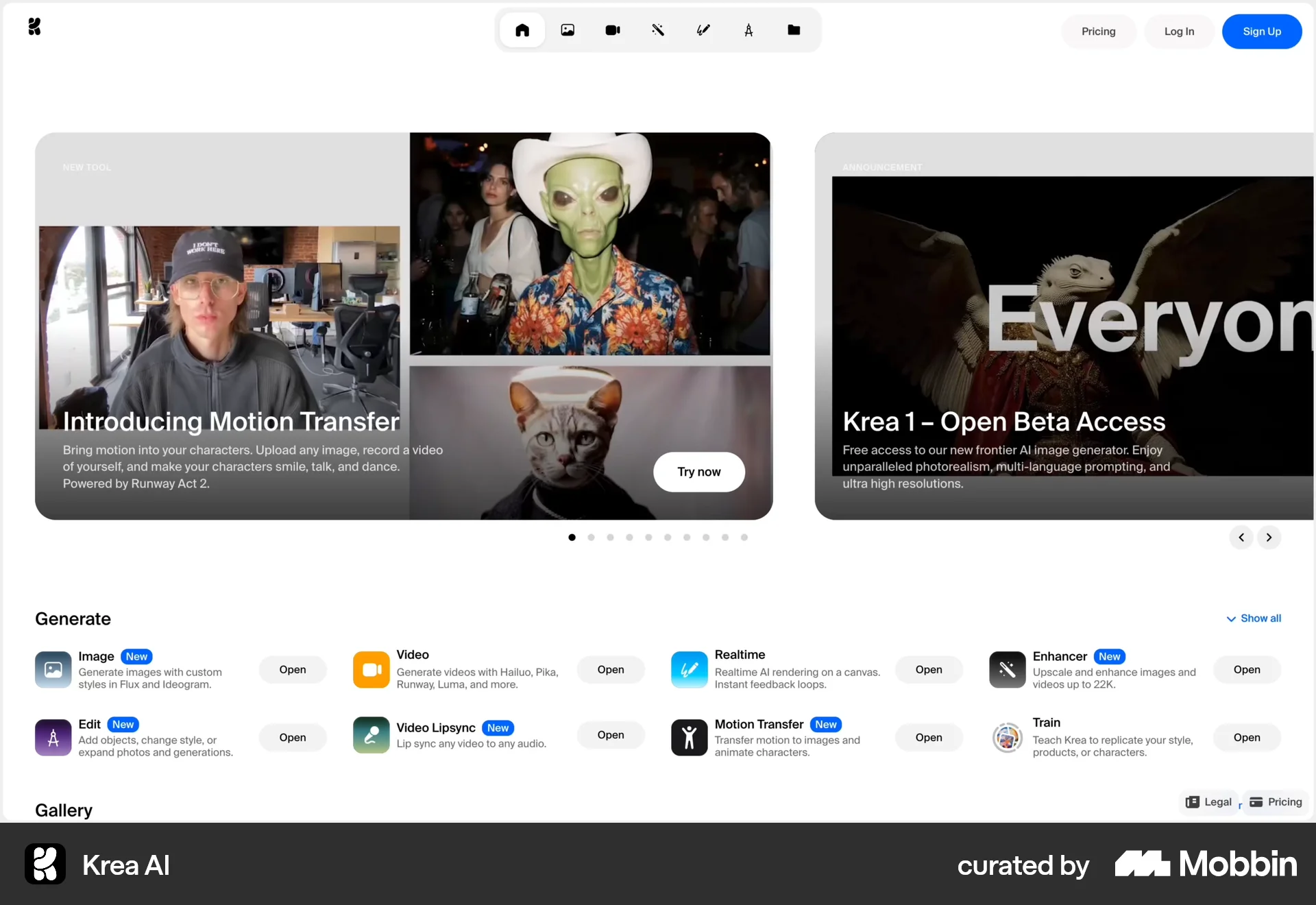 Krea AI Web Photo & Video App screen