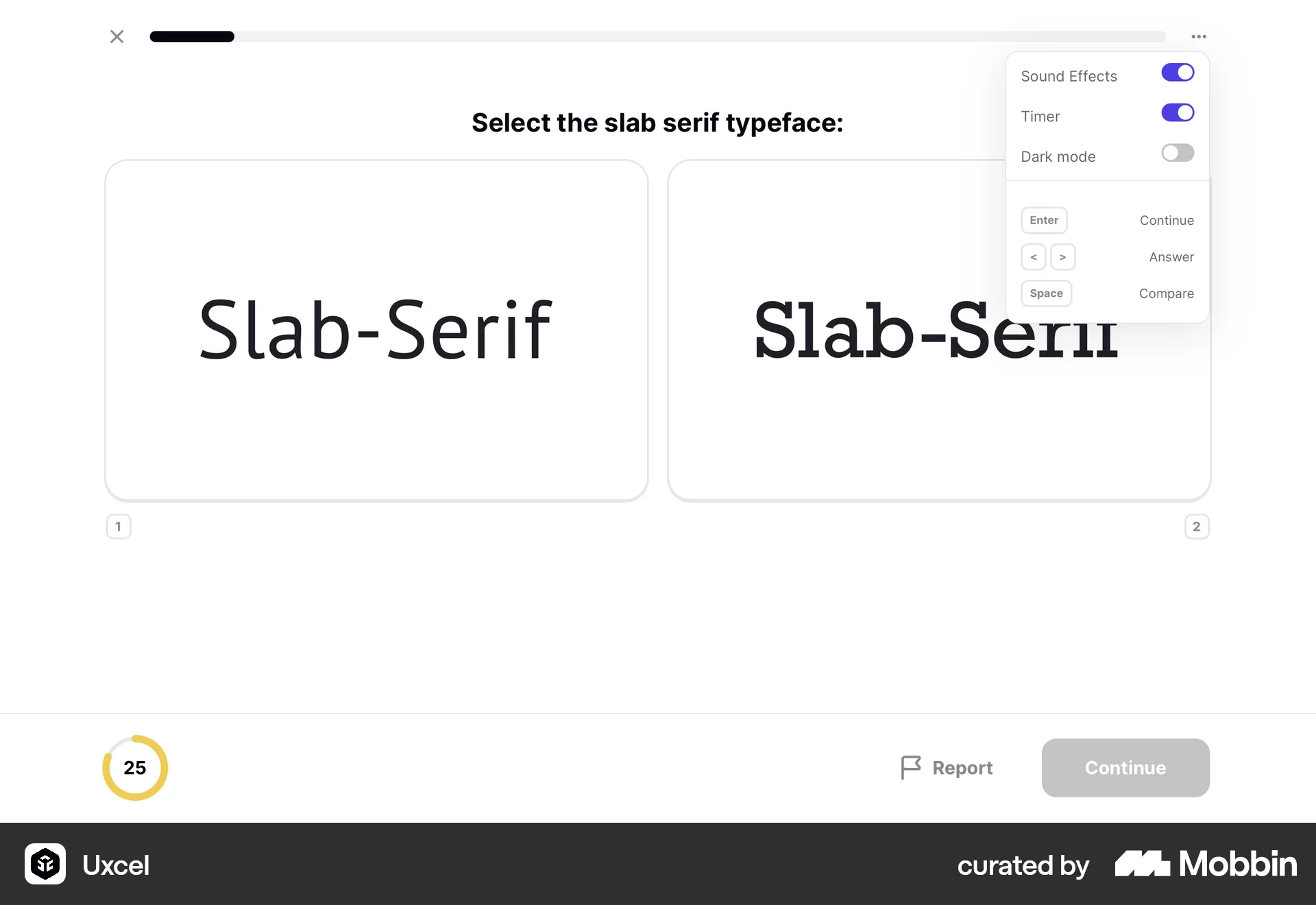 Uxcel Web screen containing Keyboard Key UI element